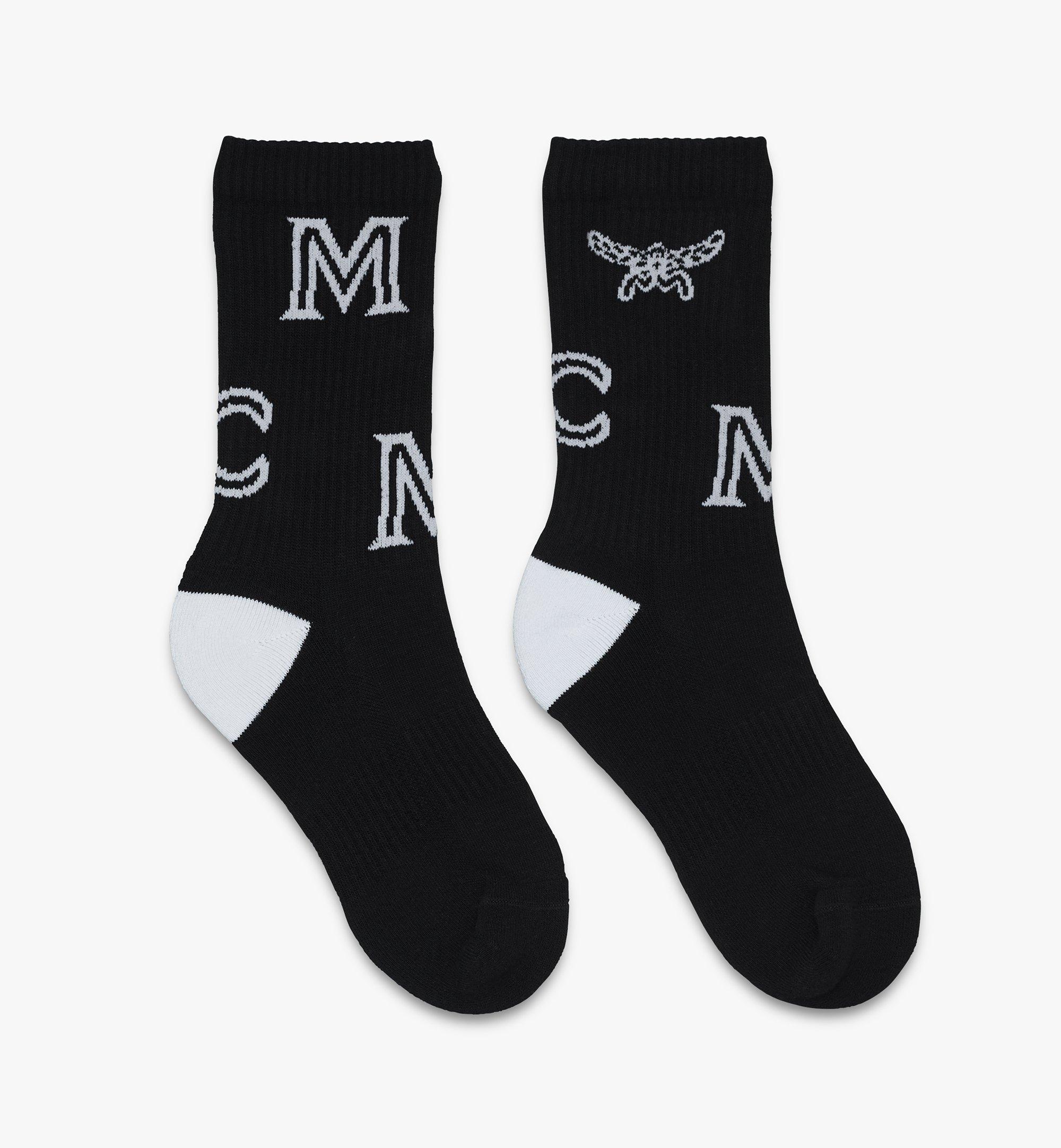Image of Monogram Print Cotton Socks