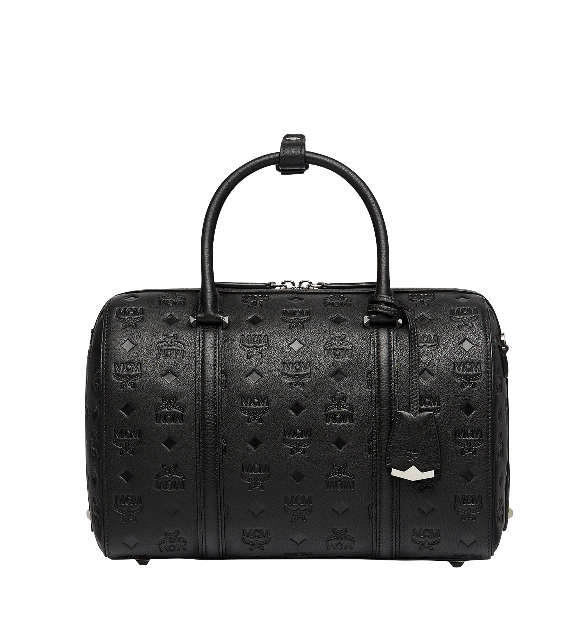 Medium Essential Boston aus Leder mit Monogramm SCHWARZ | MCM