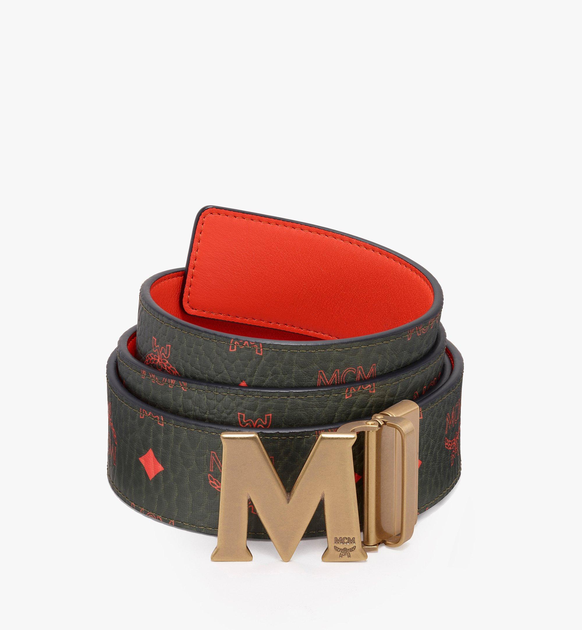 red mcm belt silver buckle