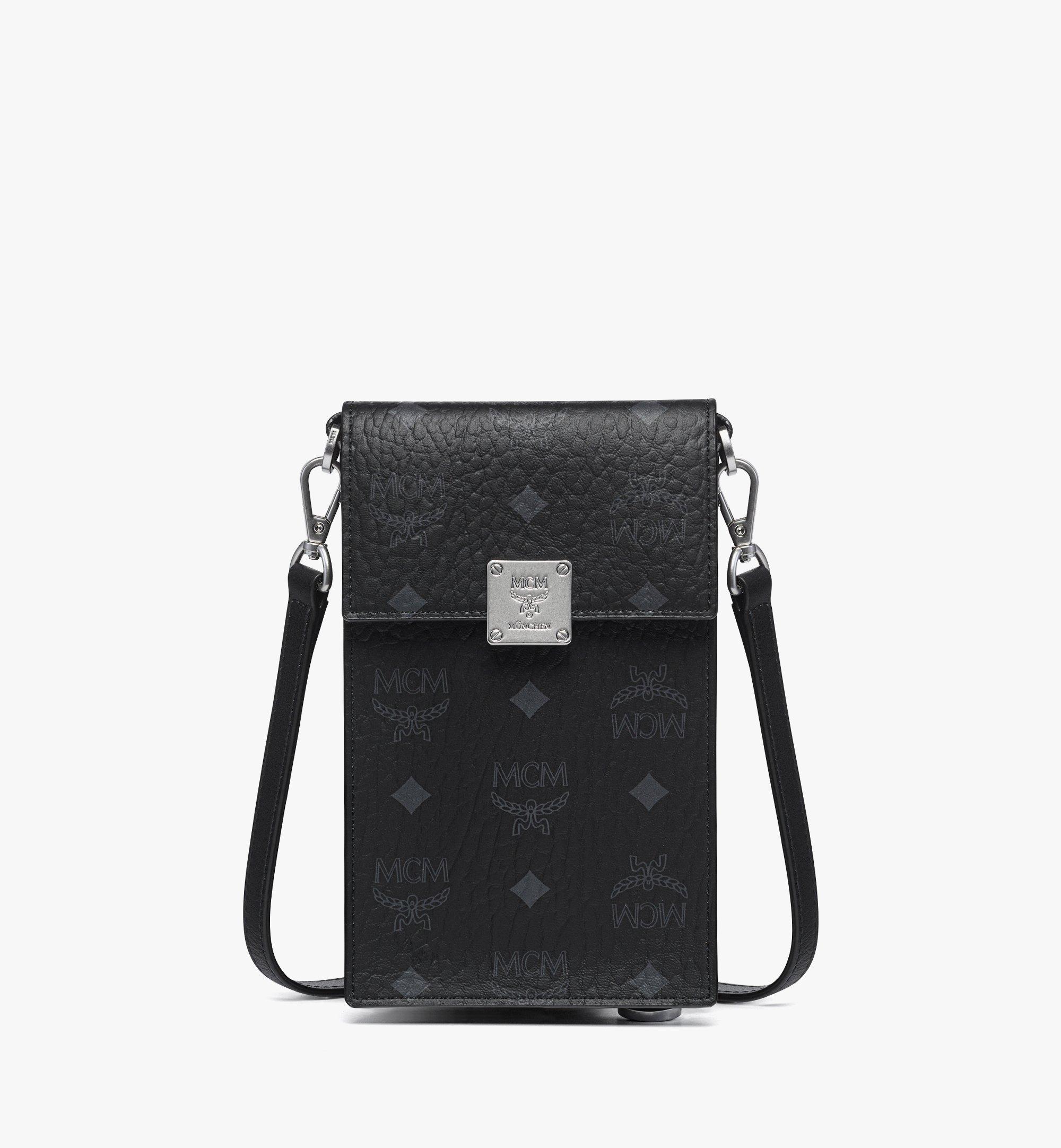 Mcm Herren Schwarz Aren Smartphone-Portemonnaie In Visetos