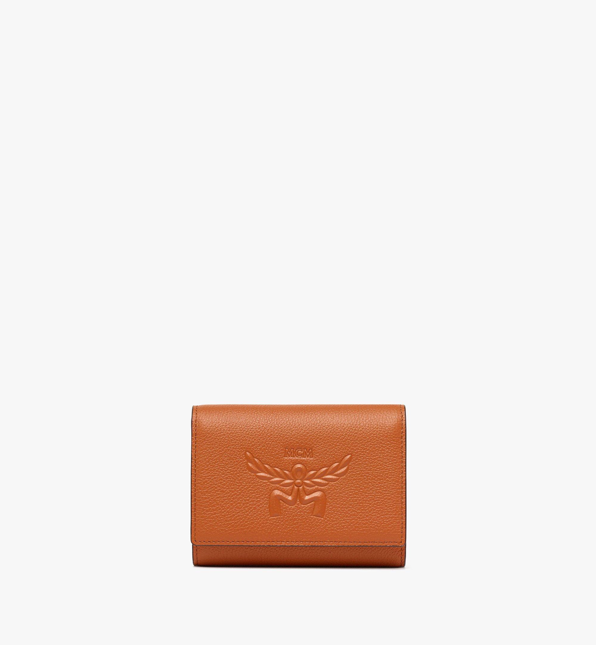 MCM Himmel Trifold Wallet in Embossed Logo Leather