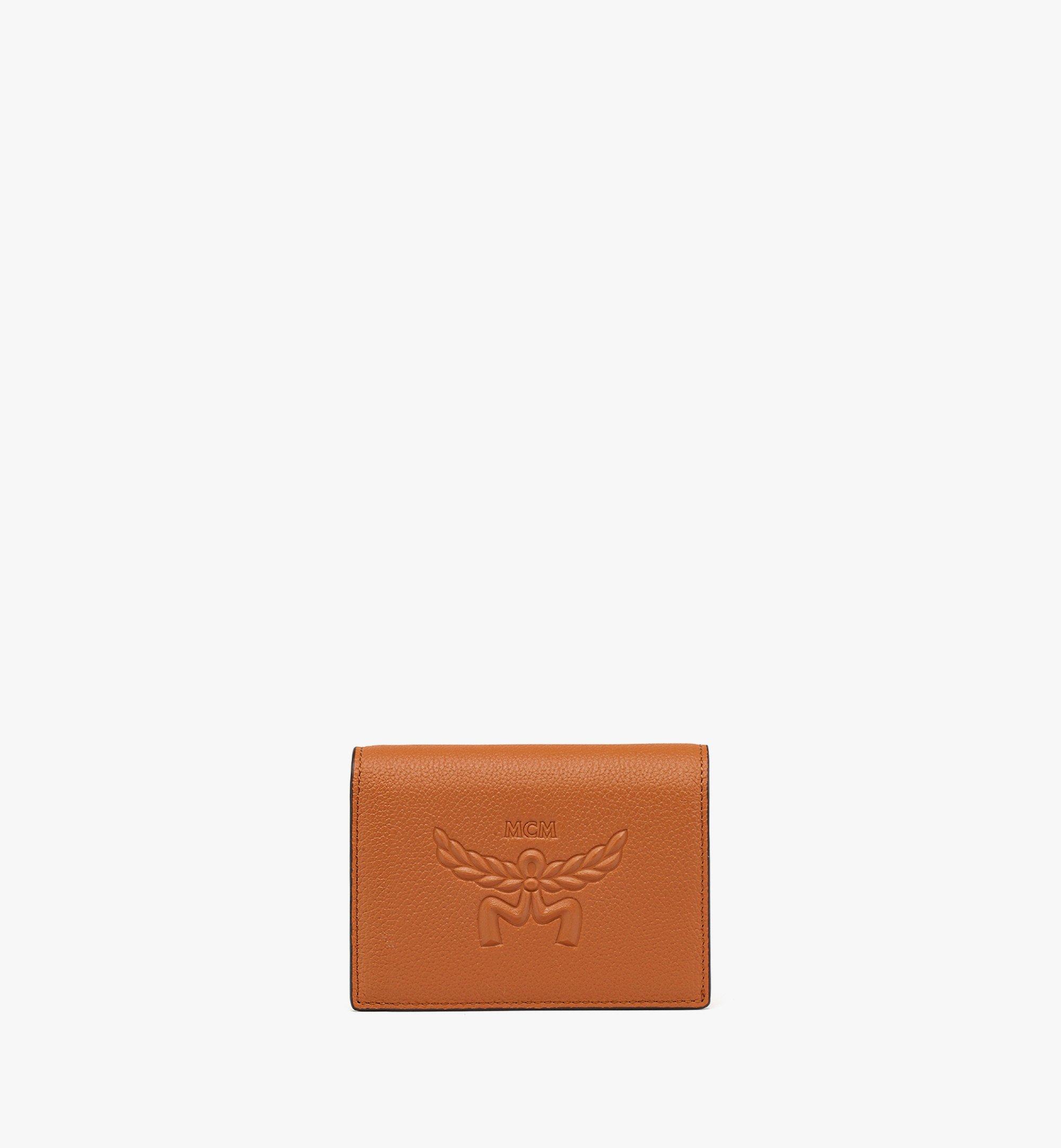 MCM Himmel Snap Wallet in Embossed Logo Leather