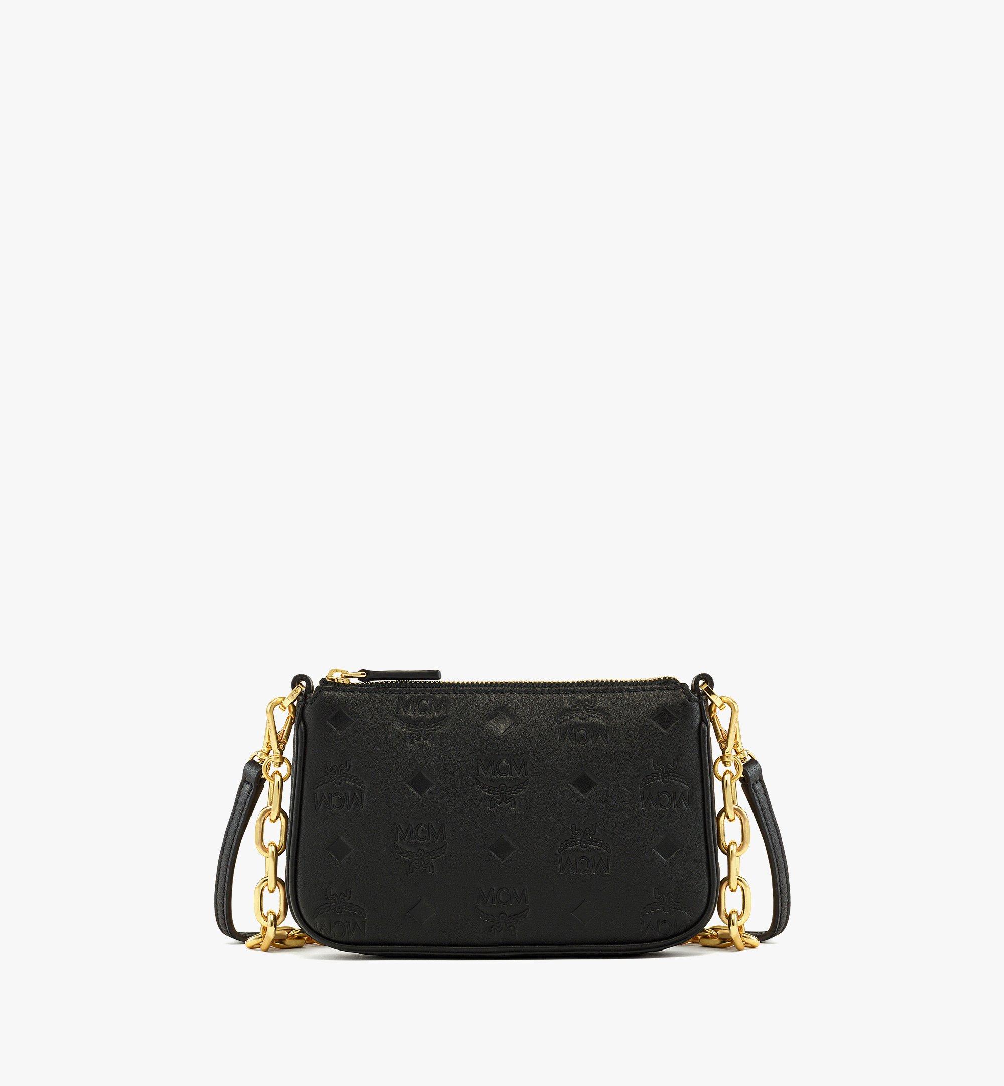 MCM Aren Chain Pouch in Embossed Monogram Leather