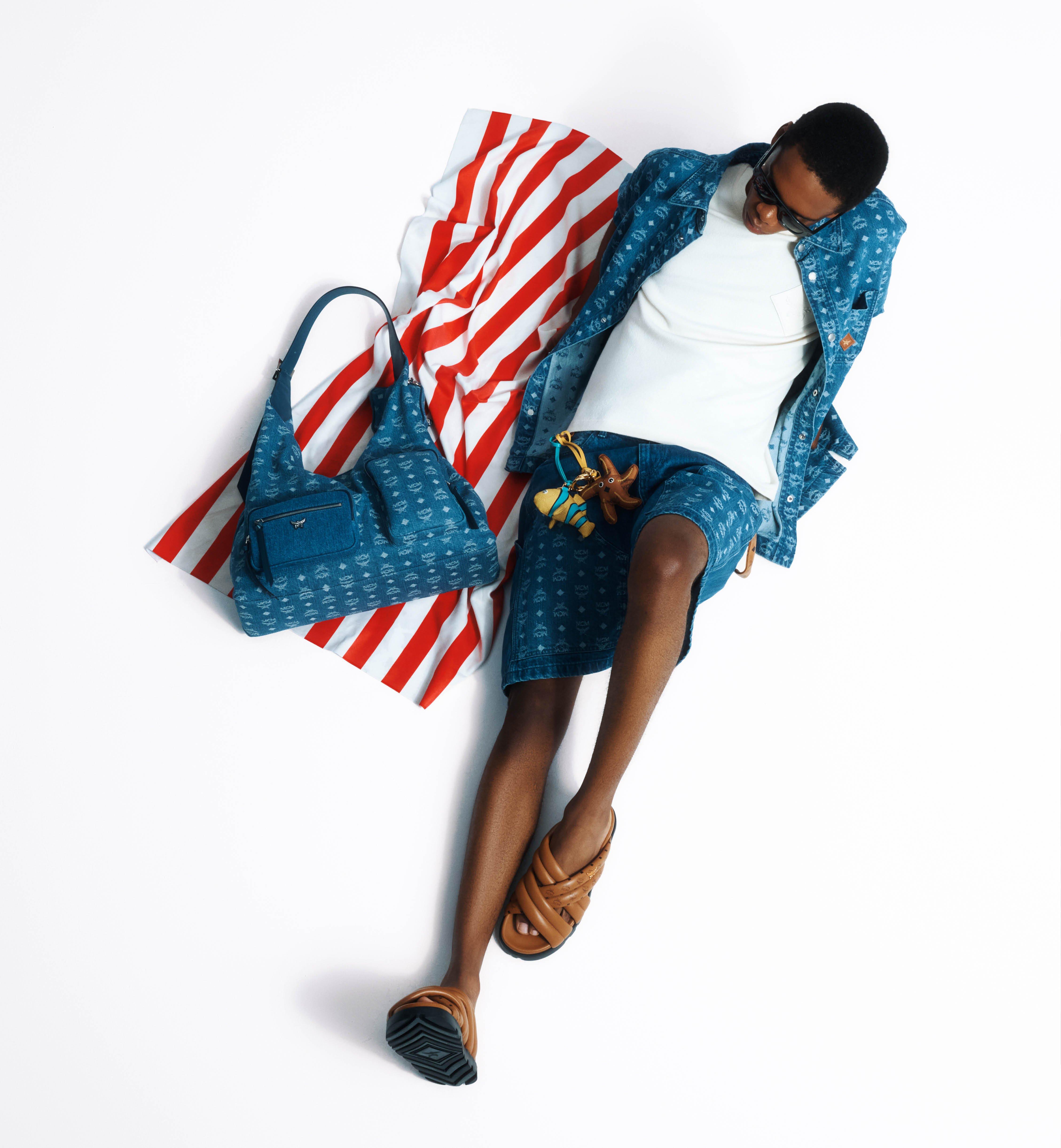 X-LARGE AREN SHOPPER IN MONOGRAM DENIM JACQUARD