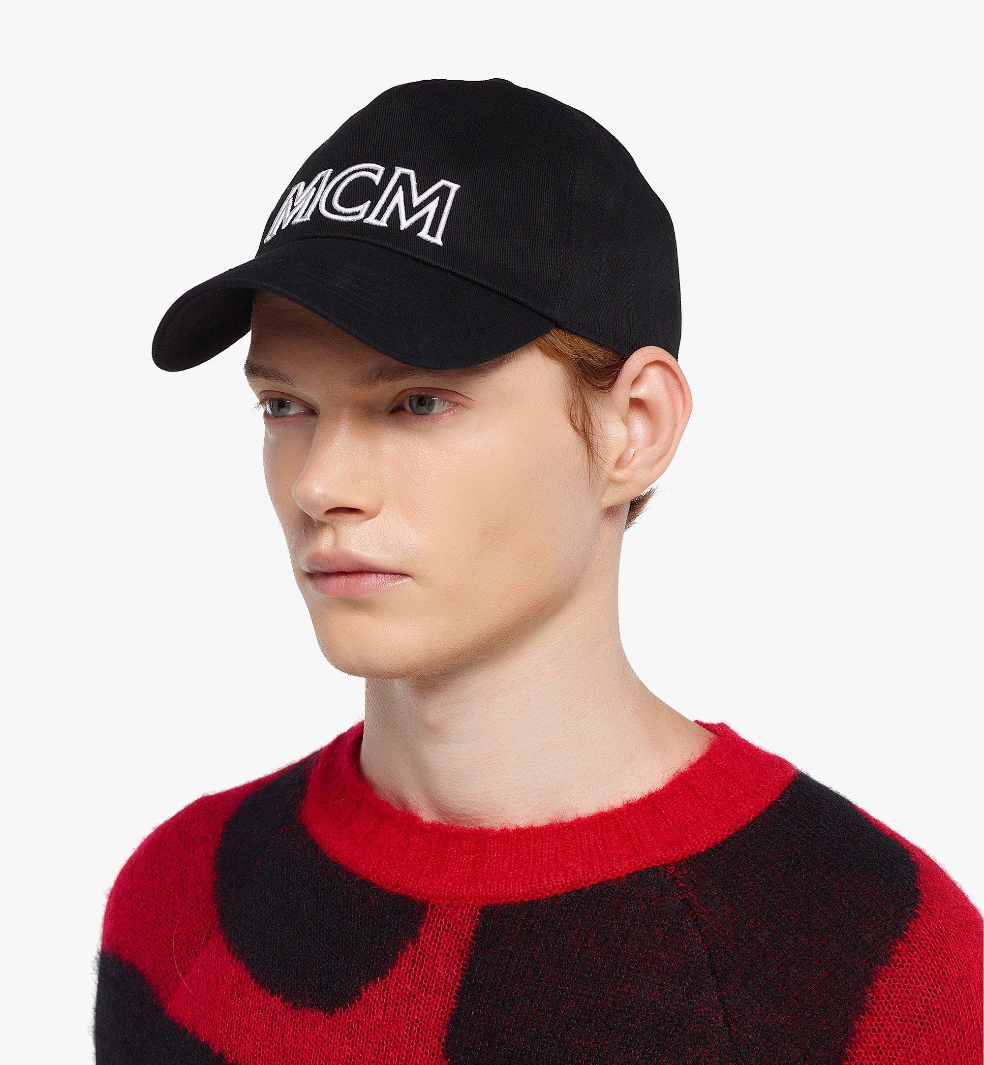 Adjustable MCM Essentials Logo Cap in Cotton Twill Black