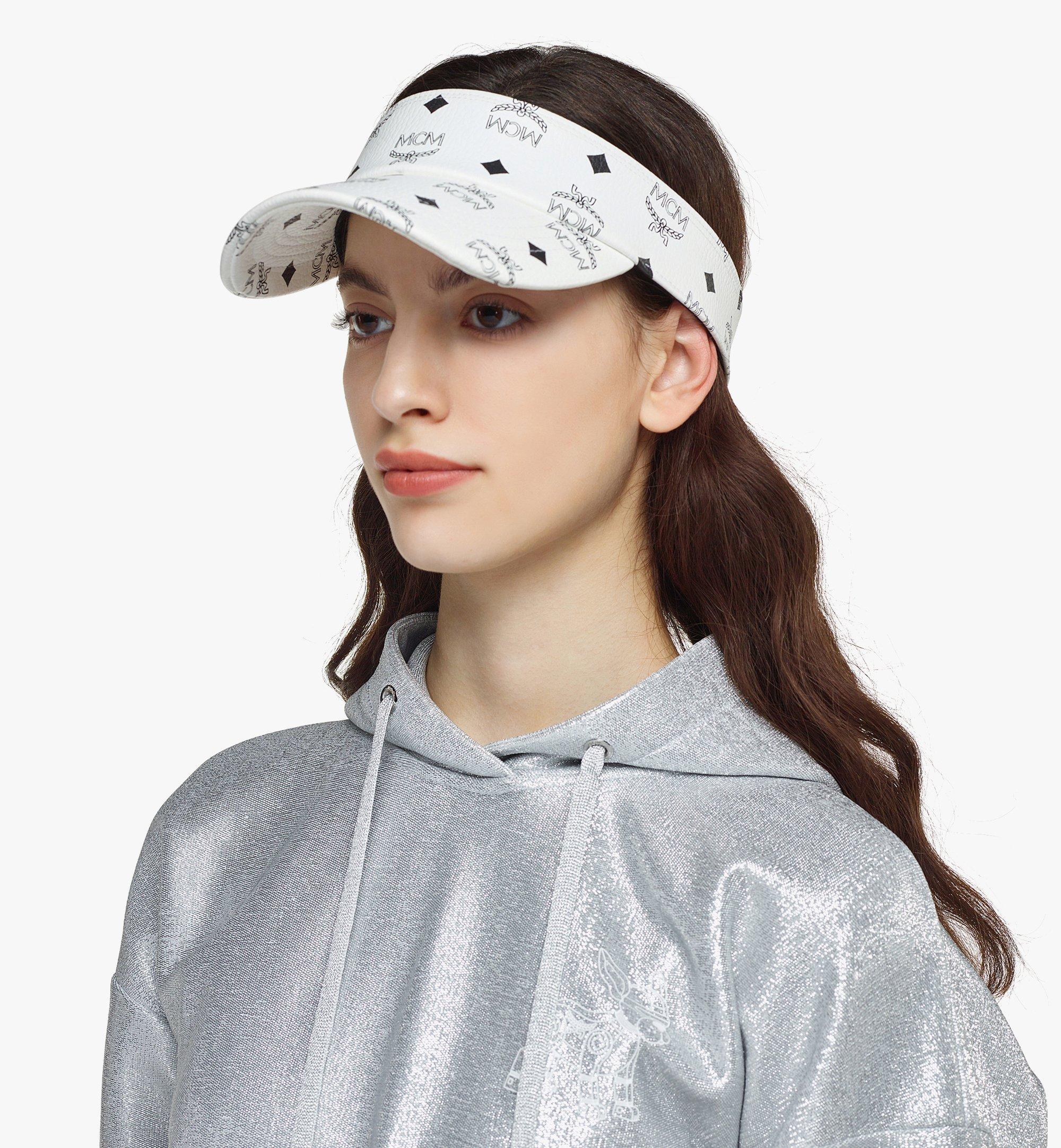 MCM White with Black Logo Adjustable Visetos Visor, One-Size, Unisex, NWT MCM Visetos Logo Visor | Saks Fifth Avenue main image 4