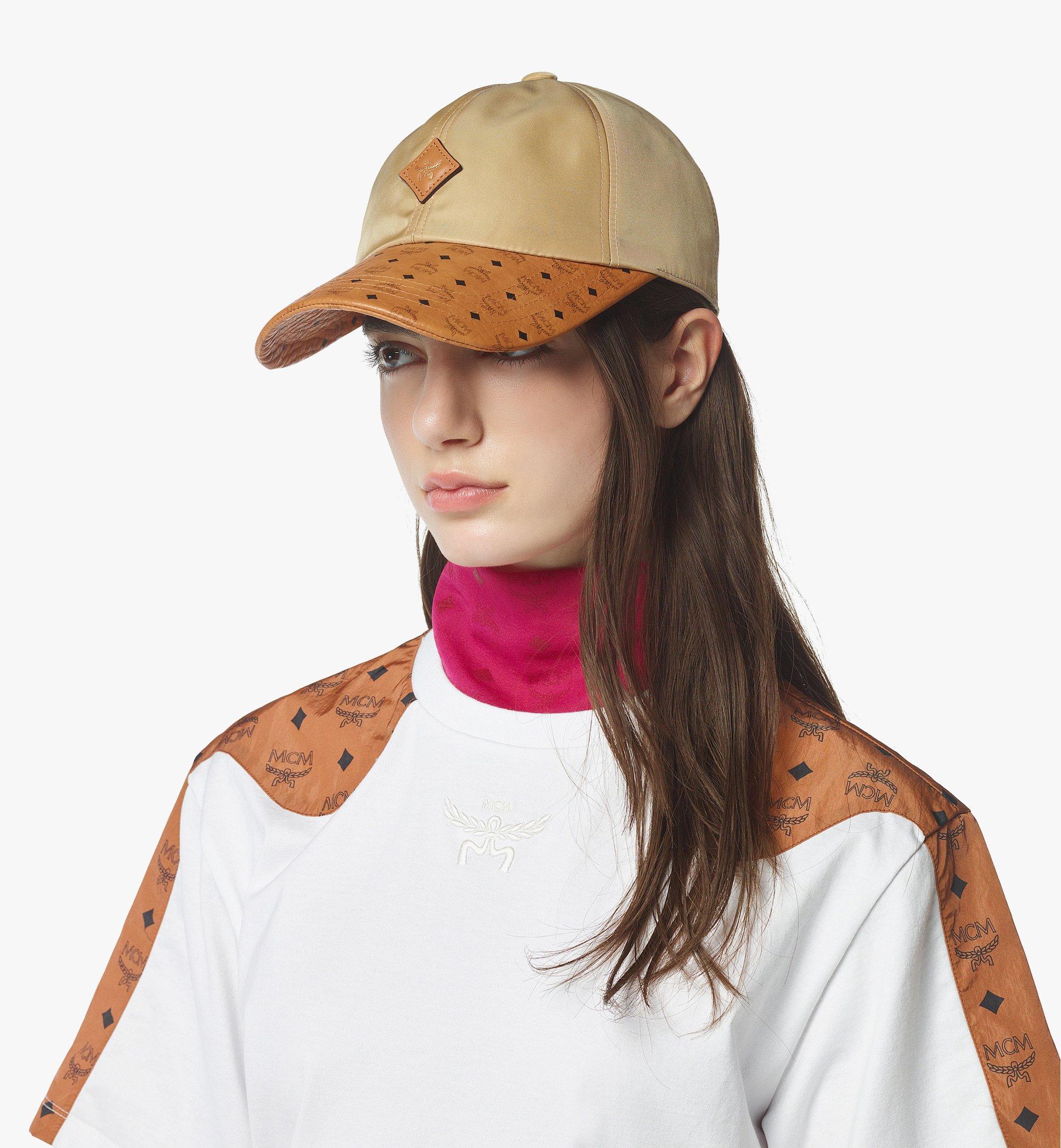 MCM Classic Cap in ECONYL® and Leather Beige MECFAMM01IG001 Alternate View 3