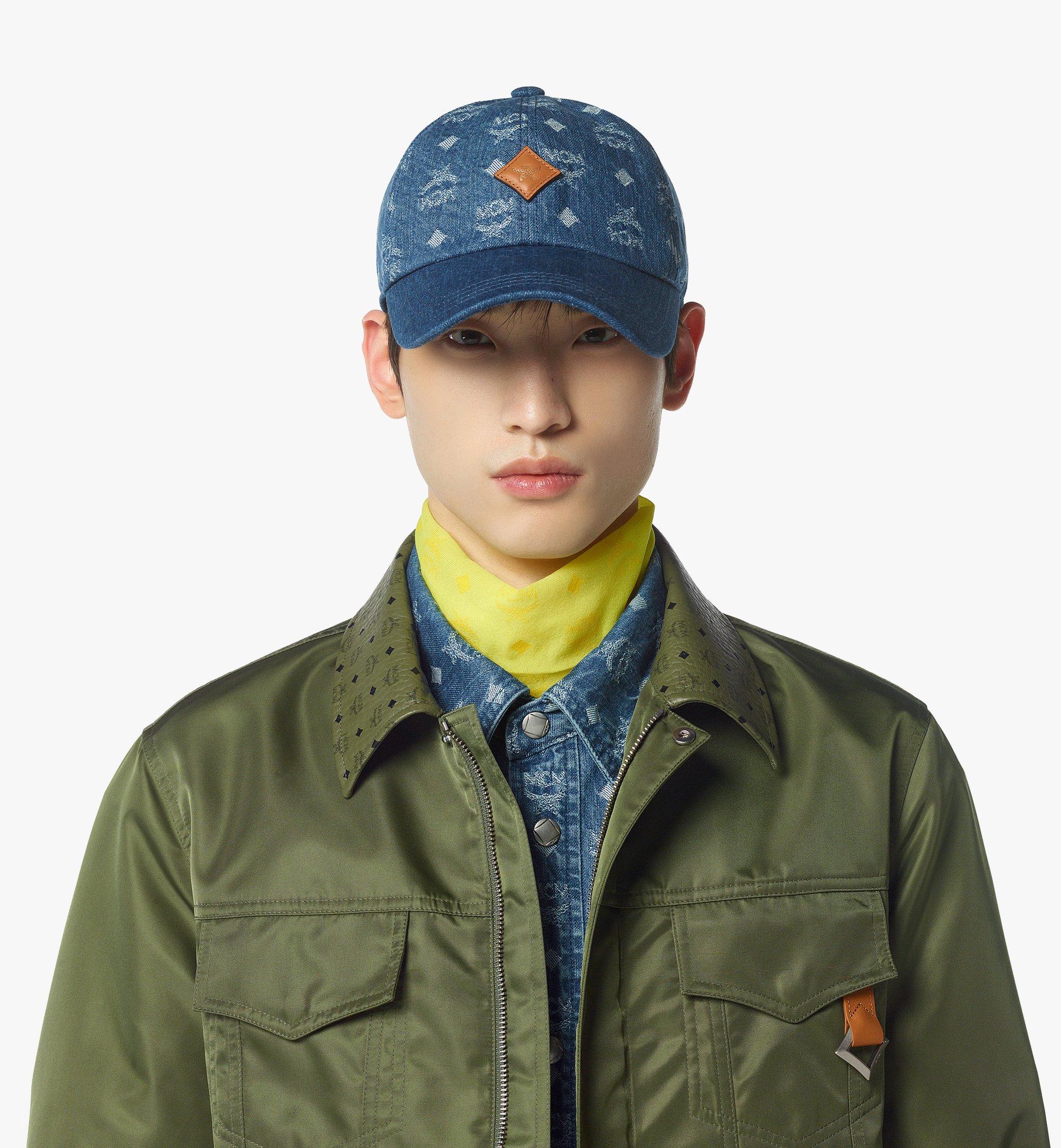 MCM Classic Cap in Monogram Denim Jacquard Blue MECFAMM02HD001 Alternate View 2
