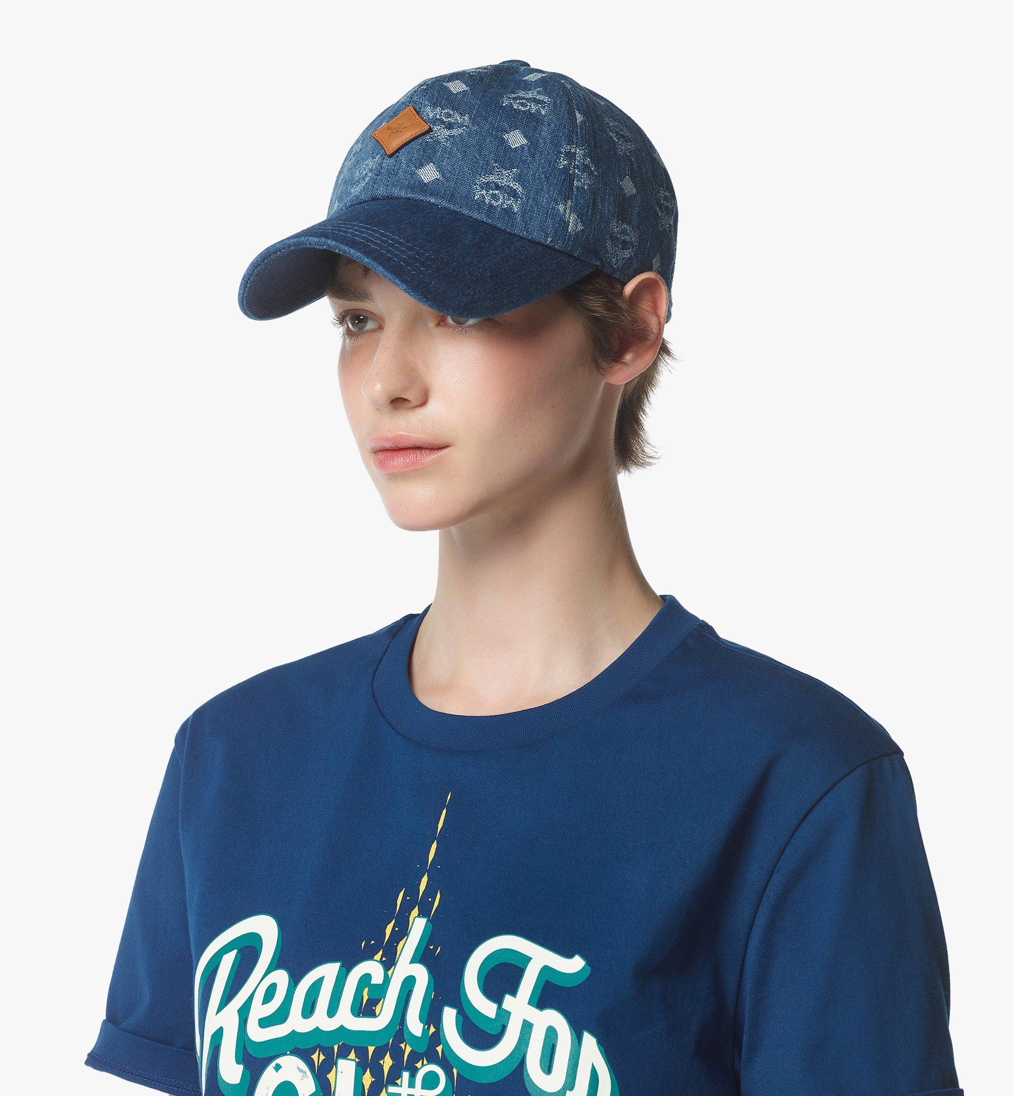 MCM Classic Cap in Monogram Denim Jacquard Blue MECFAMM02HD001 Alternate View 3