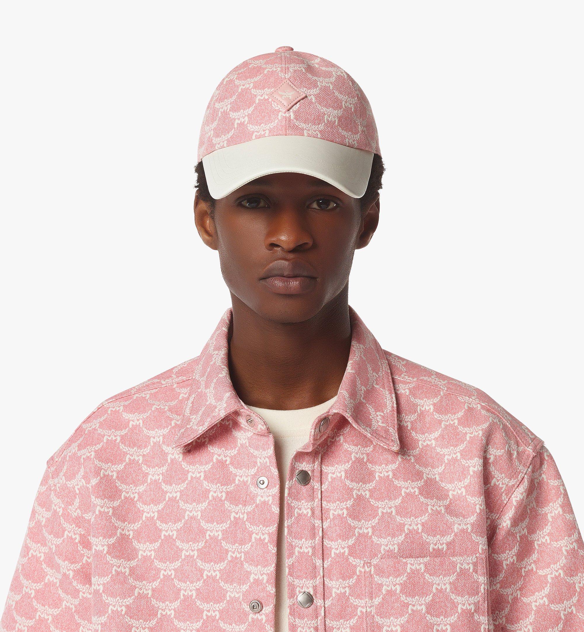 MCM Classic Cap in Lauretos Denim Jacquard Pink MECFSMM01Q2001 Alternate View 2