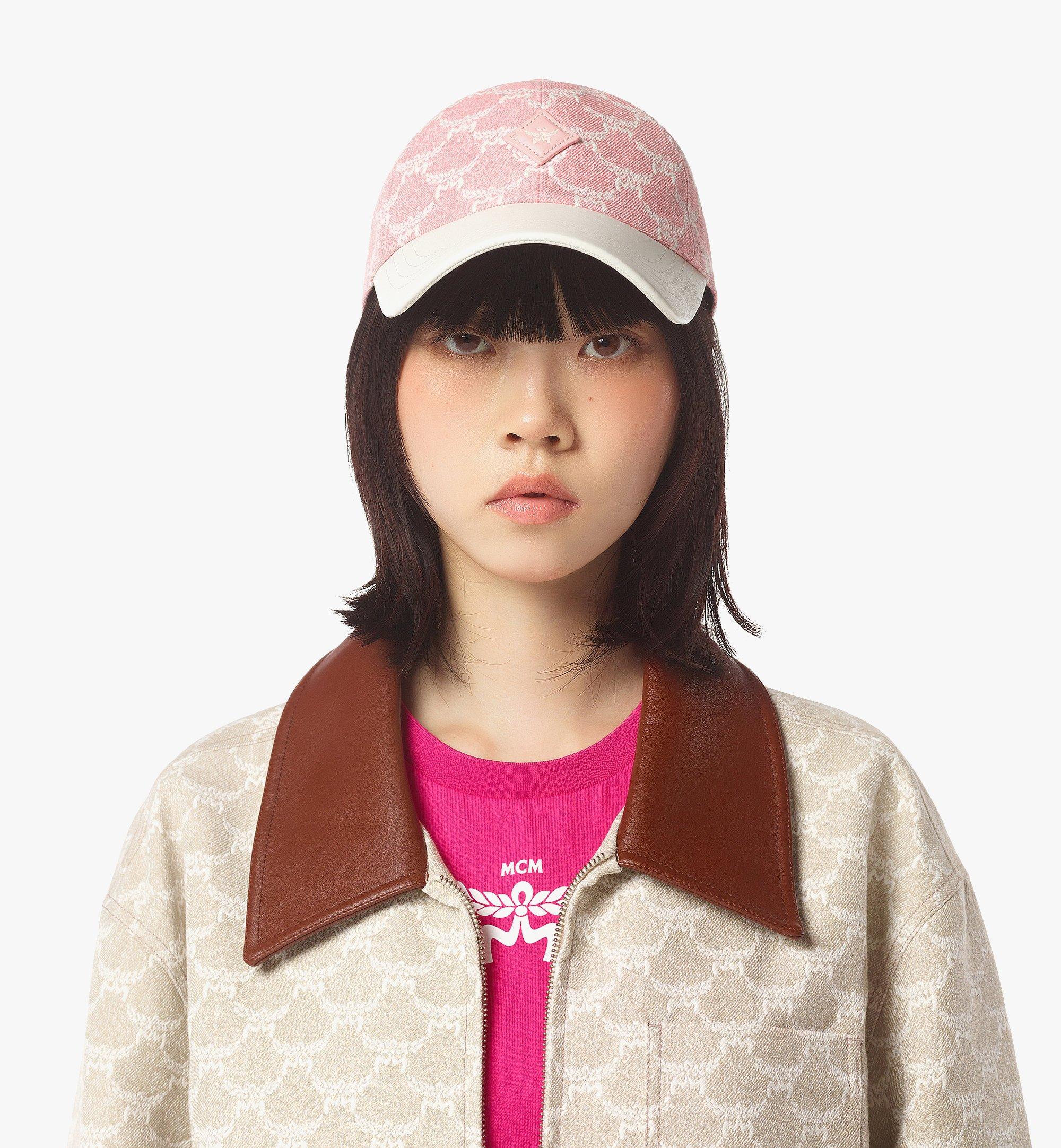 MCM Classic Cap in Lauretos Denim Jacquard Pink MECFSMM01Q2001 Alternate View 3