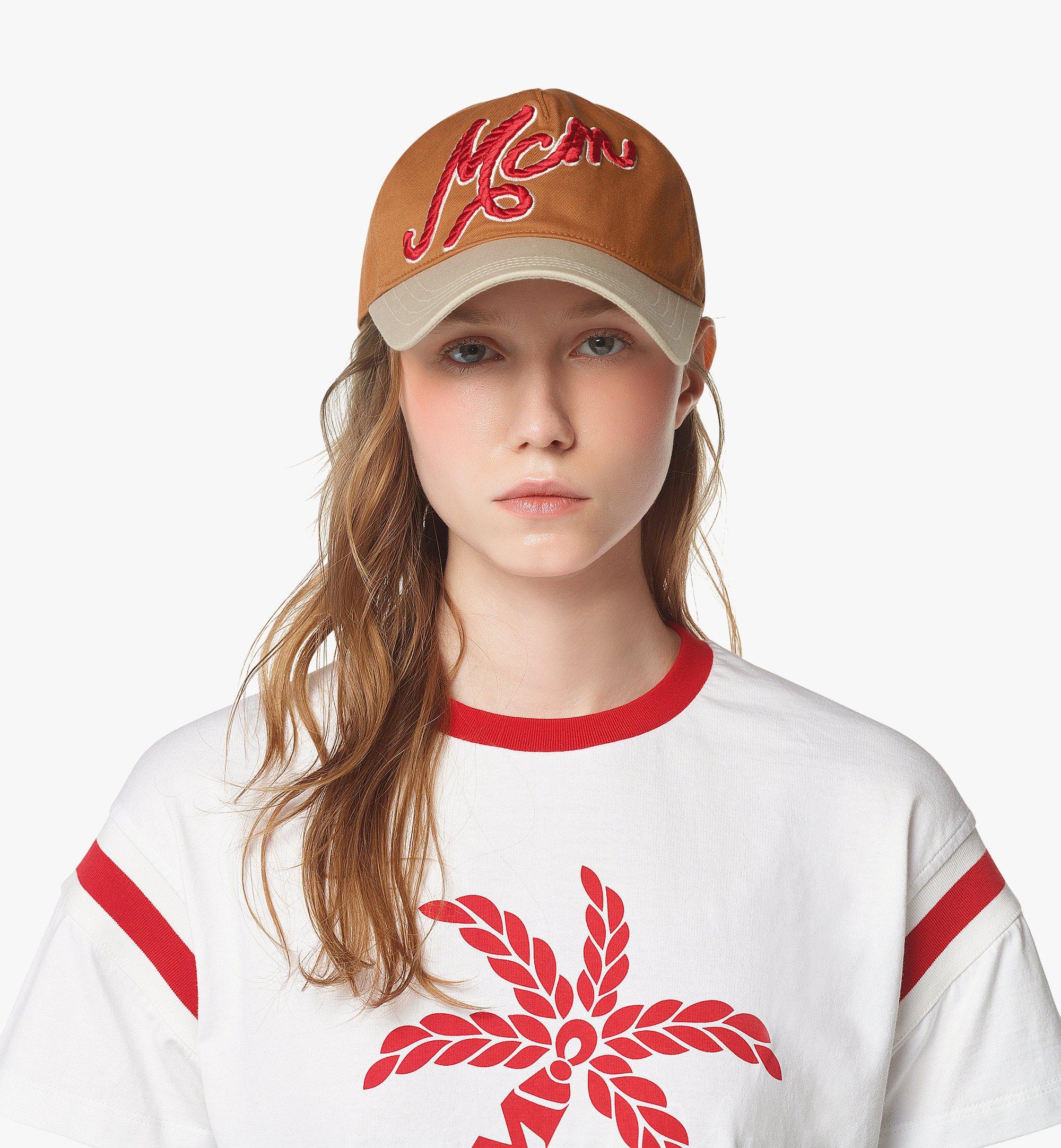 One Size Logo Embroidery Cap in Cotton Twill Cognac | MCM ®US