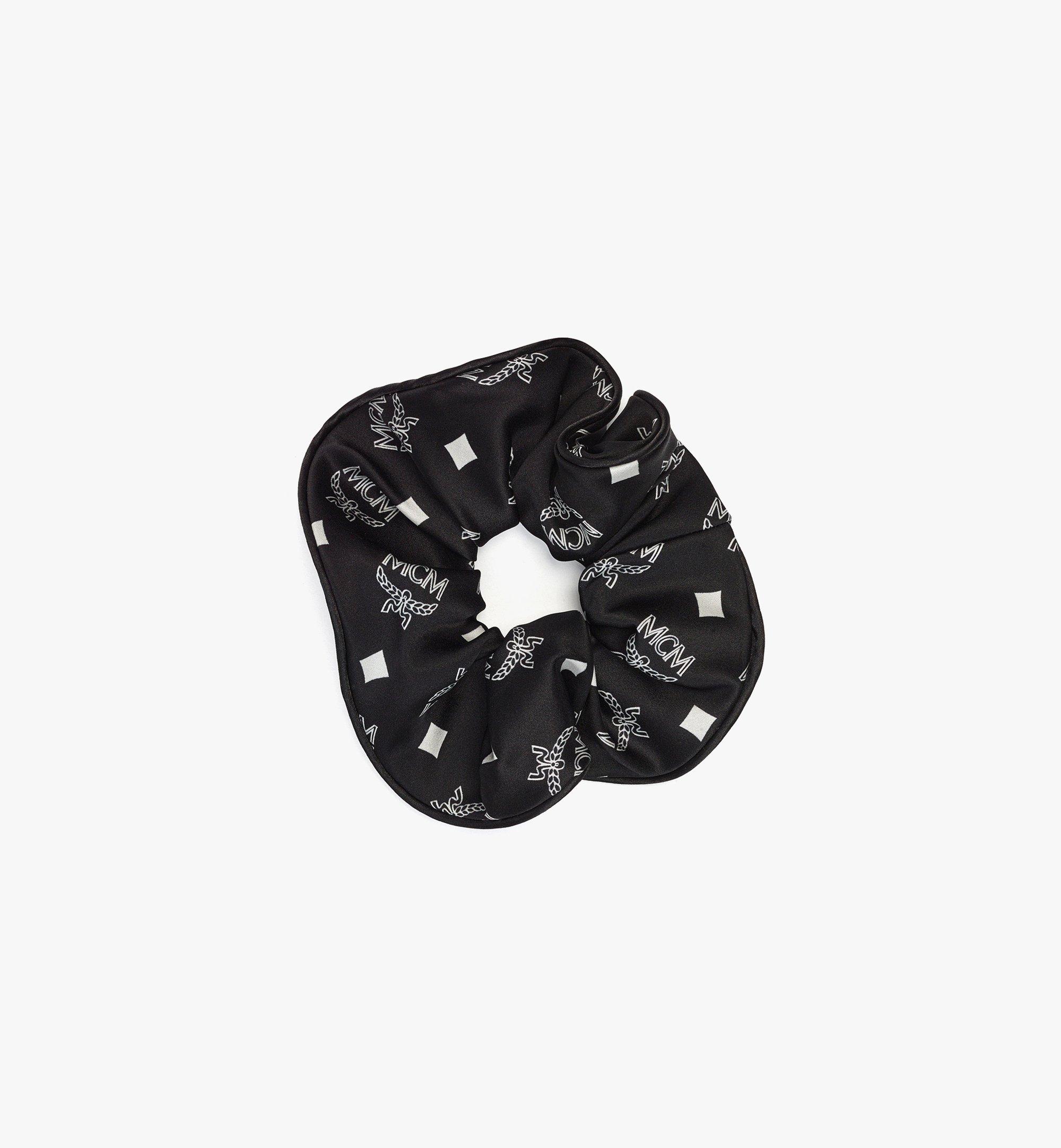 MCM Monogram Print Silk Scrunchie Black MEEDAMM04BK001 Alternate View 1