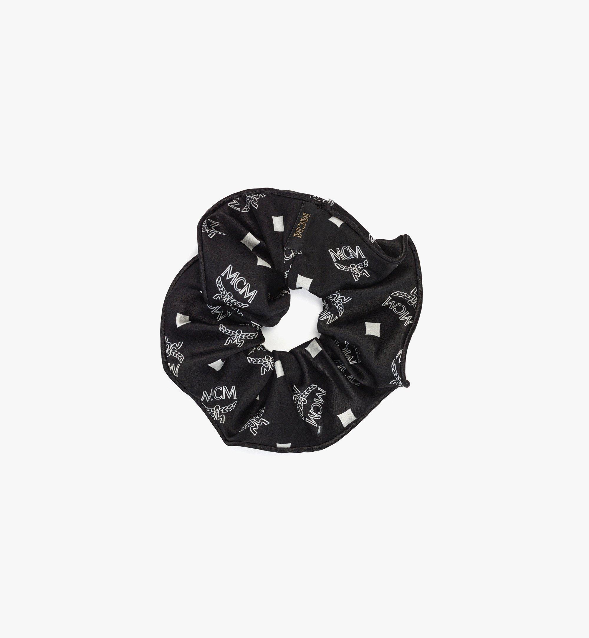 MCM Monogram Print Silk Scrunchie Black MEEDAMM04BK001 Alternate View 1
