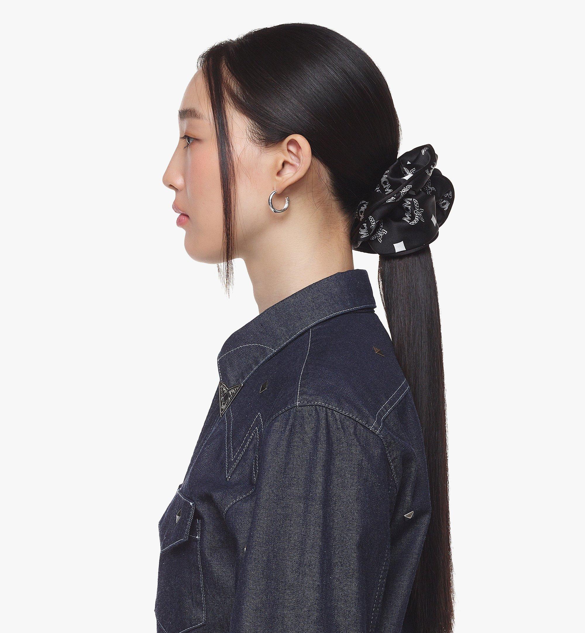 MCM Monogram Print Silk Scrunchie Black MEEDAMM04BK001 Alternate View 2