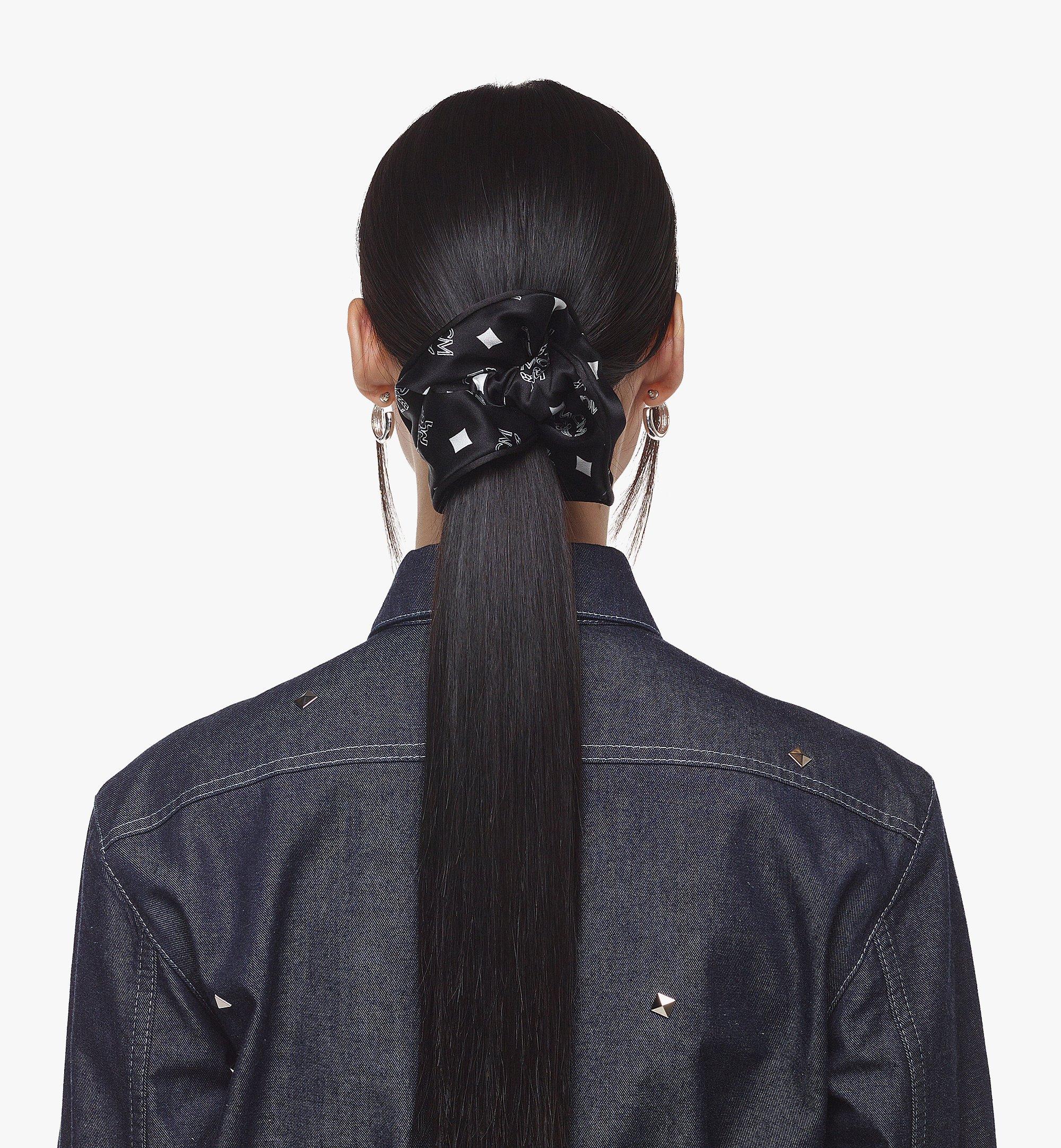 MCM Monogram Print Silk Scrunchie Black MEEDAMM04BK001 Alternate View 2