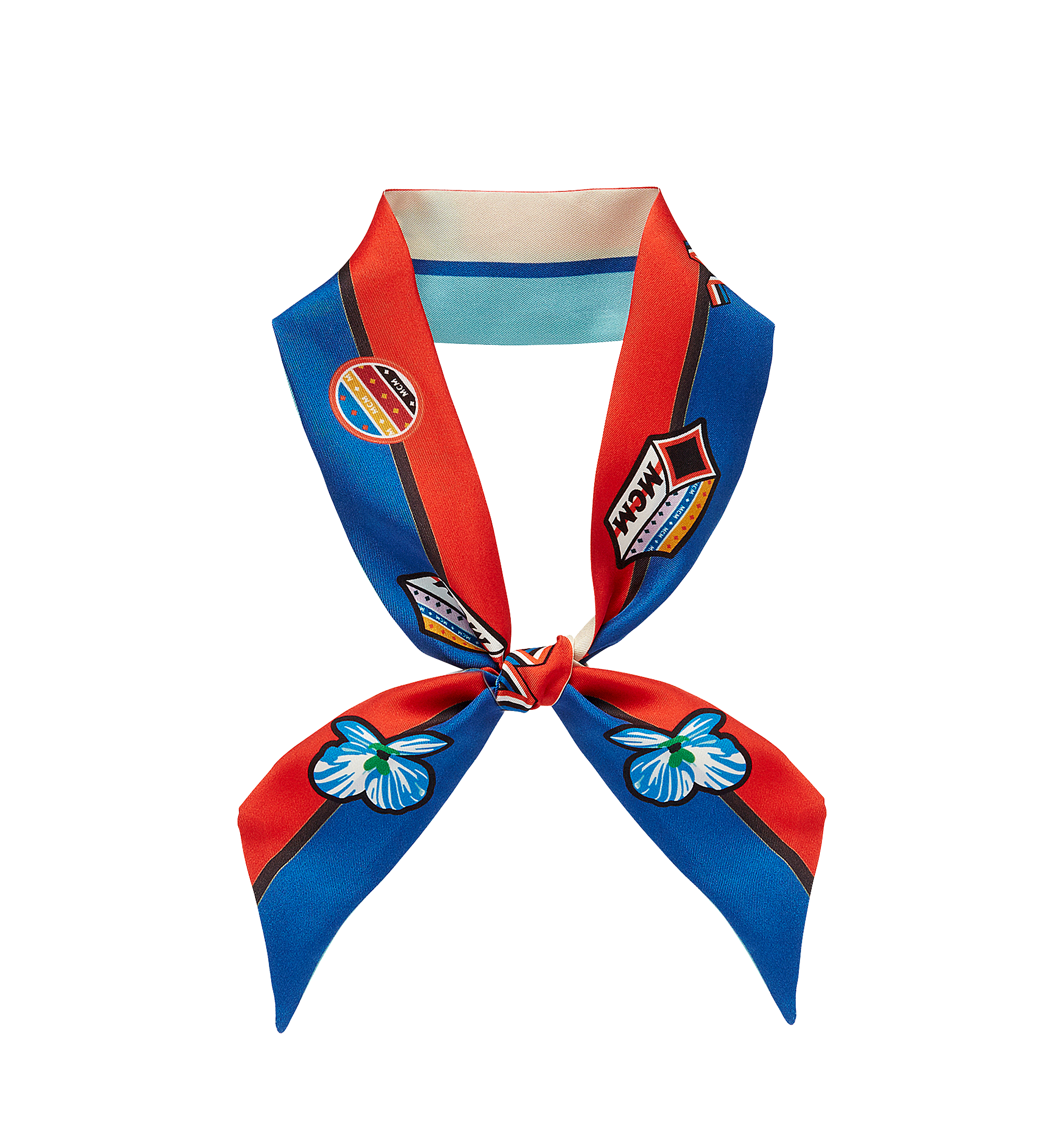 MCM Victory Patch Petite Scarf in Silk Blue MEF8S2K10HT001 Alternate View 1