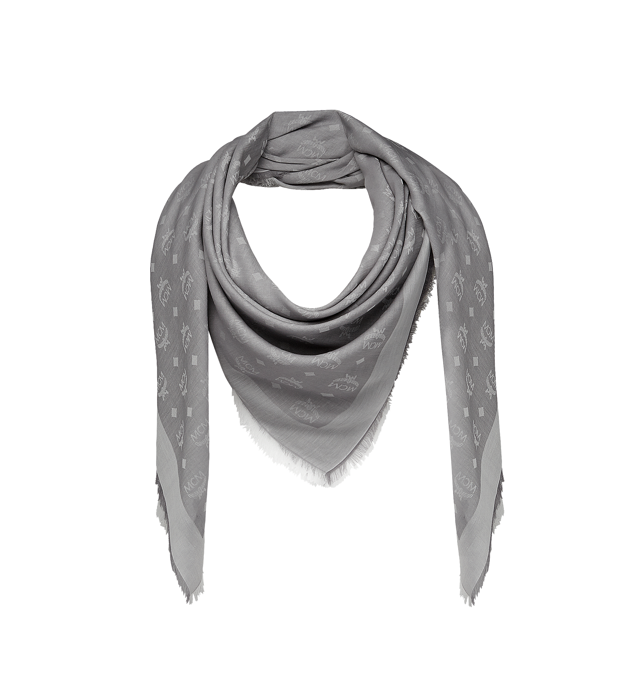 MCM Écharpe carrée en coton léger soie et laine Grey MEF8SMM03EI001 Plus de photos 1