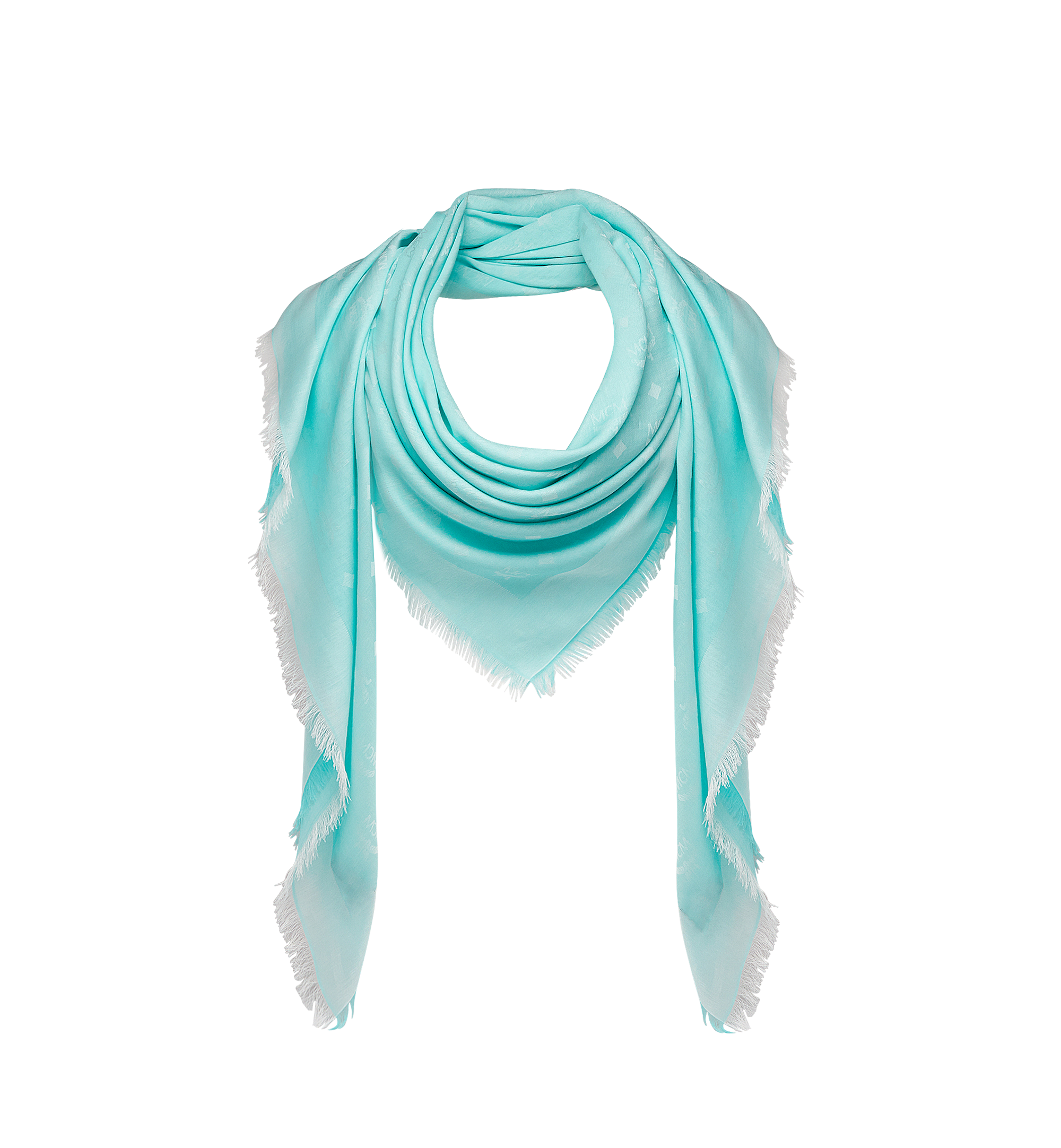 MCM Lightweight Cotton Square Scarf in Silk Wool Blue MEF8SMM03HS001 Alternate View 1
