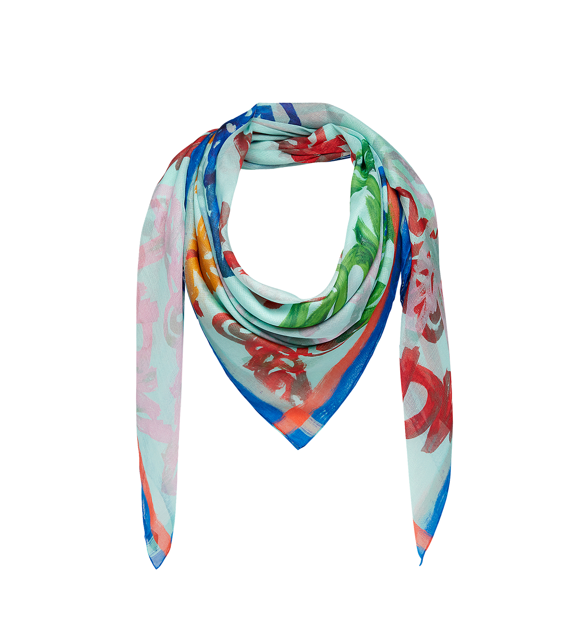 MCM Allover Logo Print Scarf in Modal Silk Blue MEF8SMM09HS001 Alternate View 1