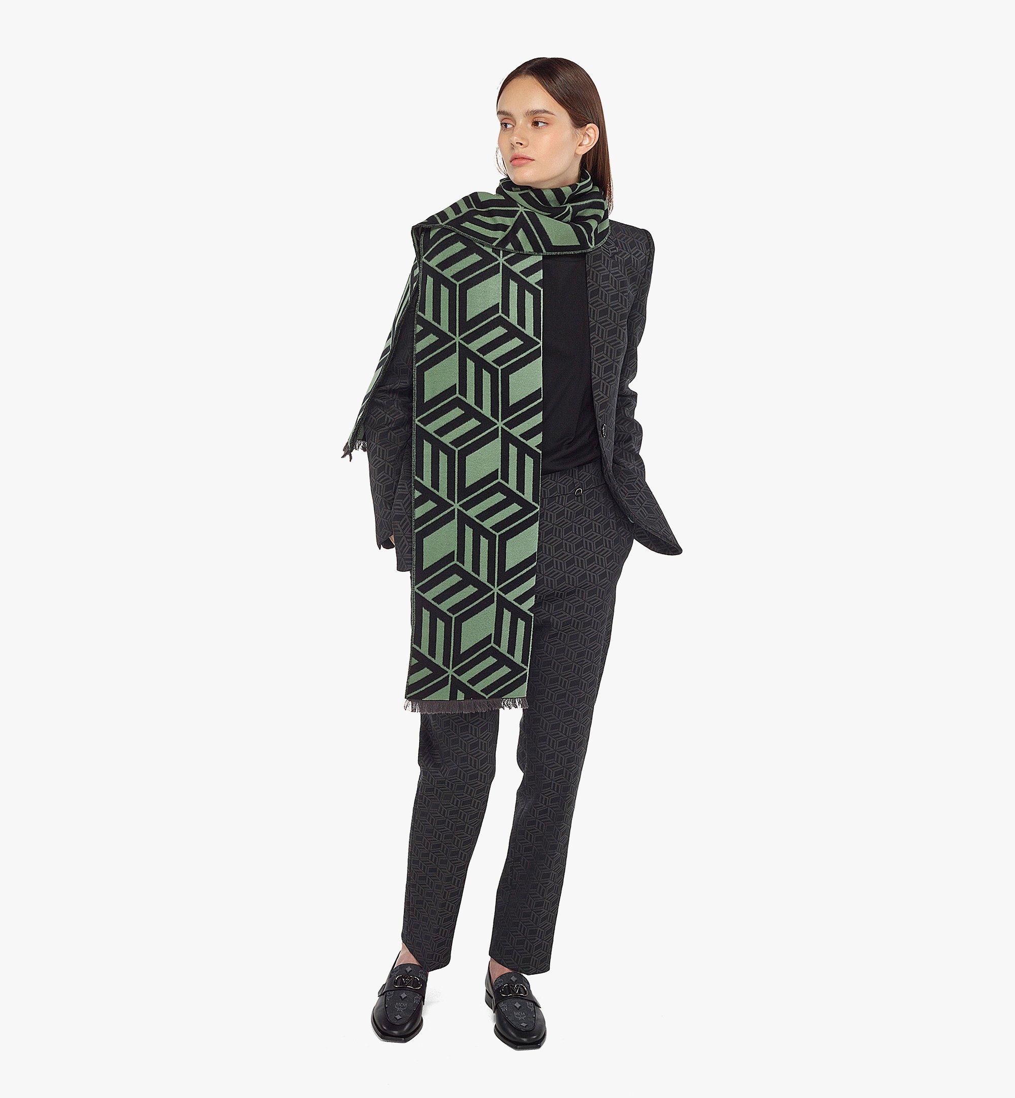 MCM Cubic Monogram Stole in Resilk® Green MEFCAMM04JZ001 Alternate View 2