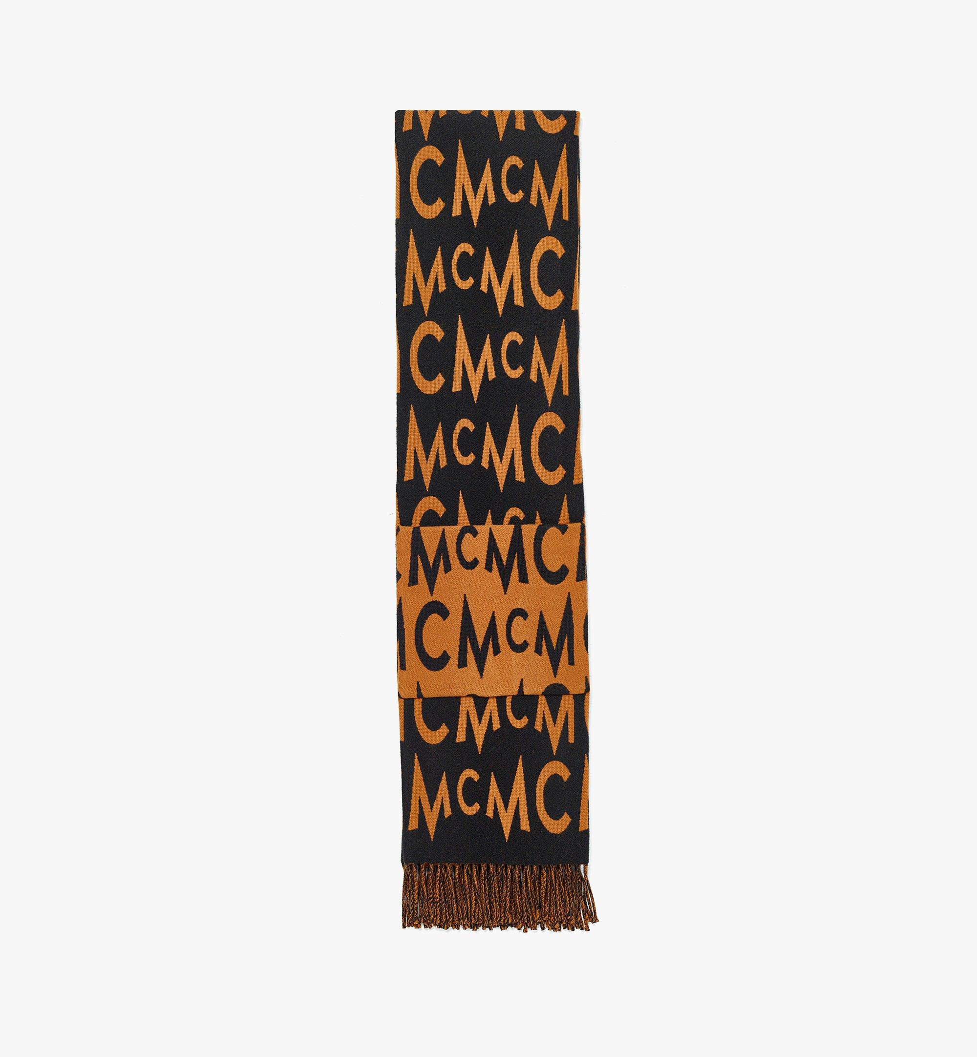 MCM Logo Jacquard Wool Stole Cognac MEFDAMM06CO001 Alternate View 1