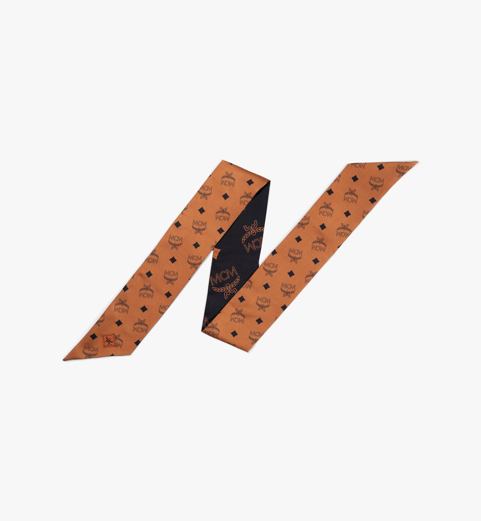 MCM Petite foulard en soie imprimé monogramme Cognac MEFDAMM09CO001 Plus de photos 1