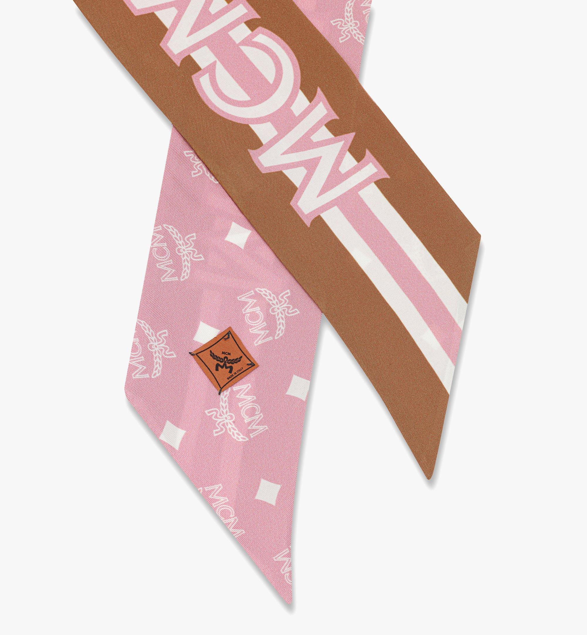 One Size Monogram Print Petite Scarf in Organic Silk Pink | MCM ®CA