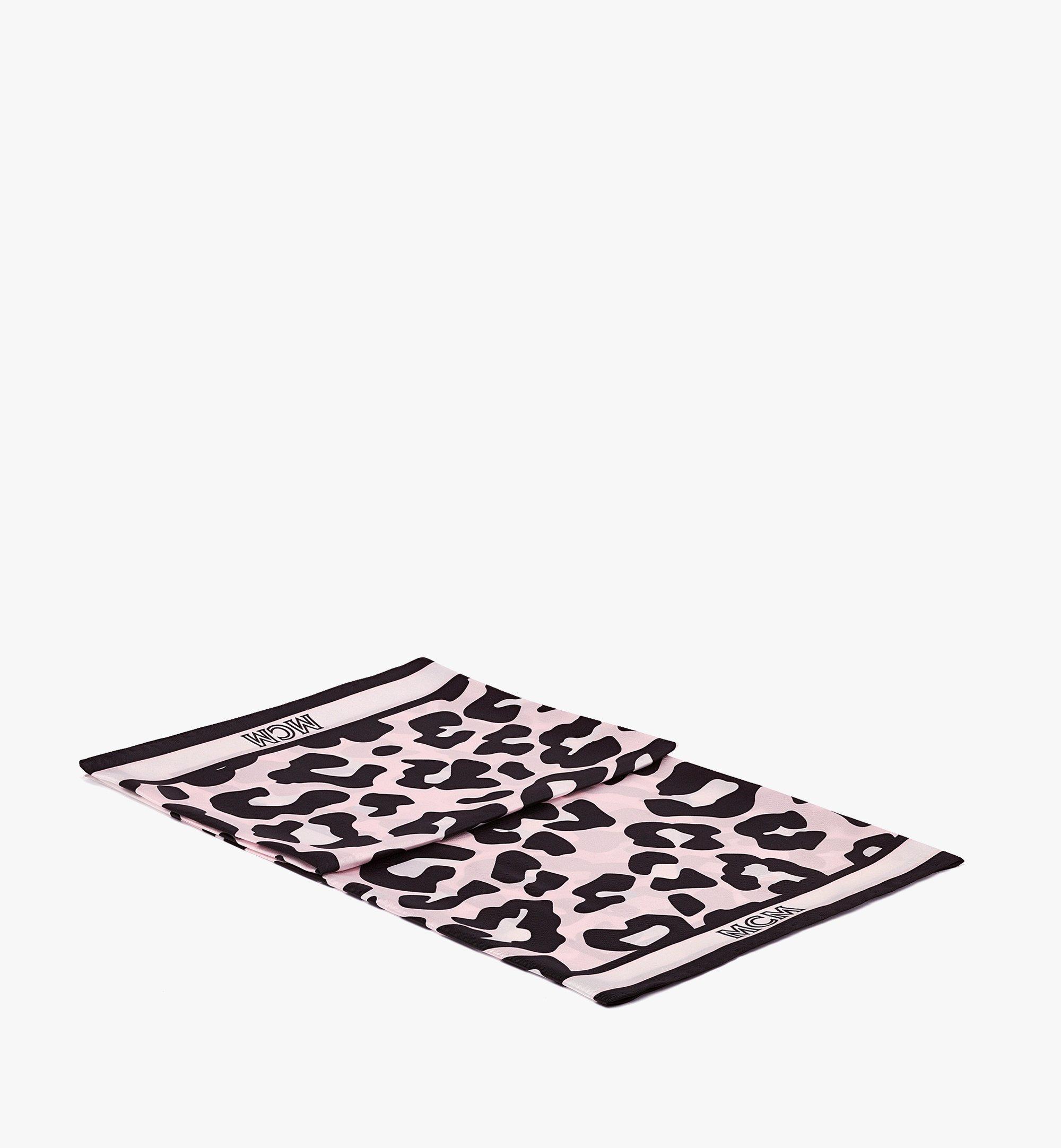 MCM Leopard Print Logo Silk Scarf Pink MEFDSMM05QH001 Alternate View 1