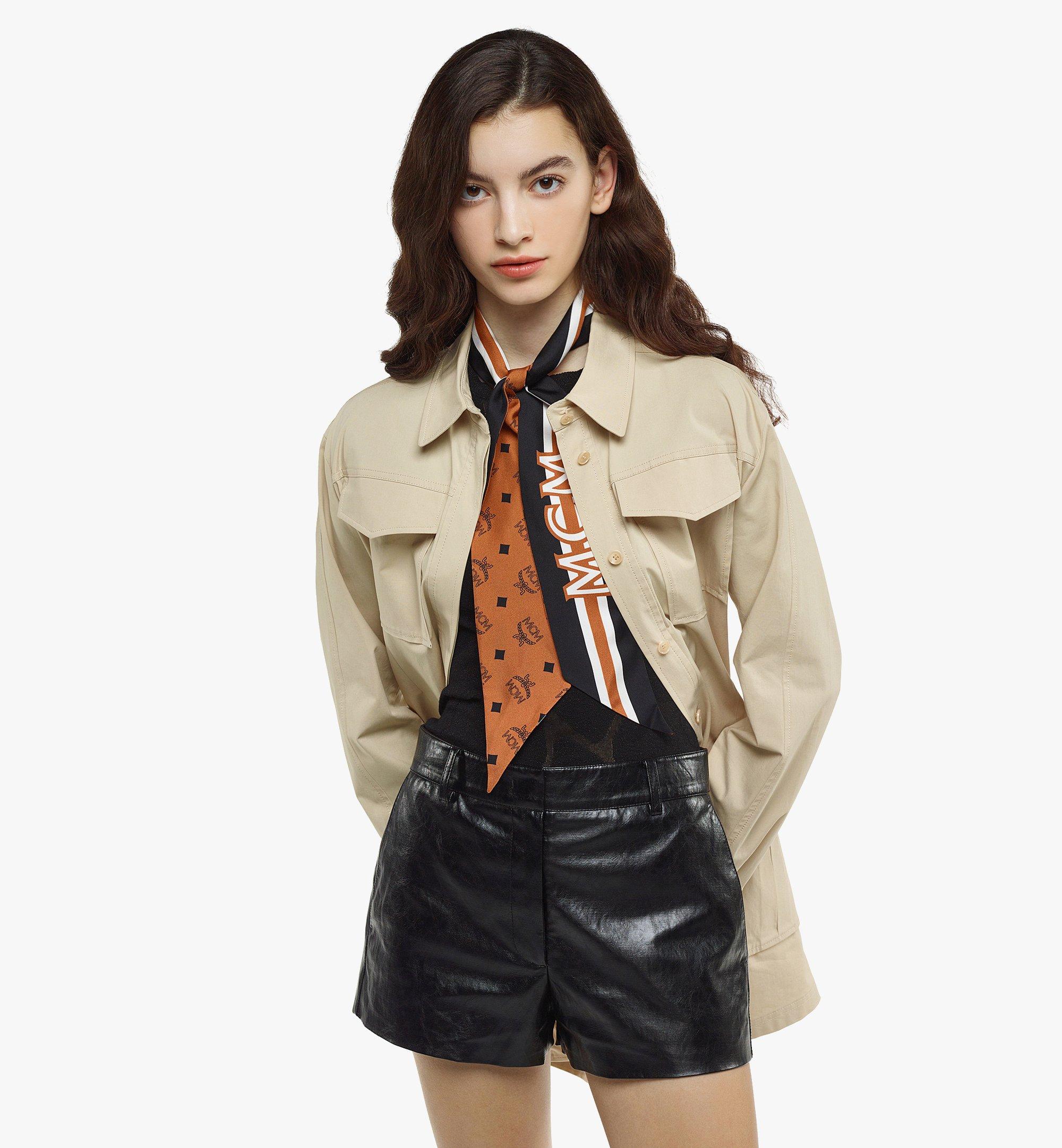 One Size Monogram Print Petite Silk Scarf Cognac MCM ®US