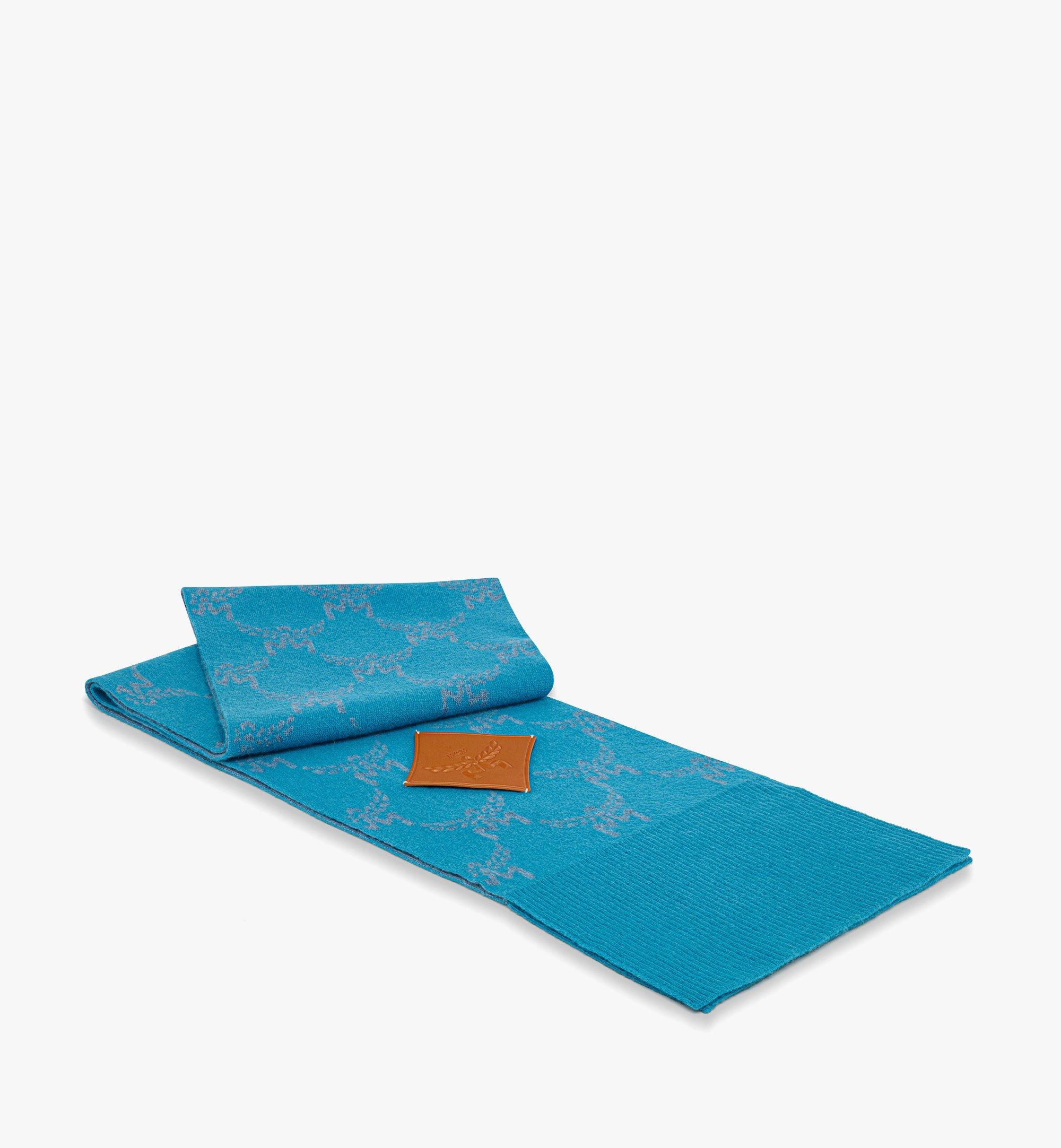 MCM Reversible Lauretos Stole in Wool and Recycled Cashmere Blue MEFEAMM03E4001 Alternate View 1