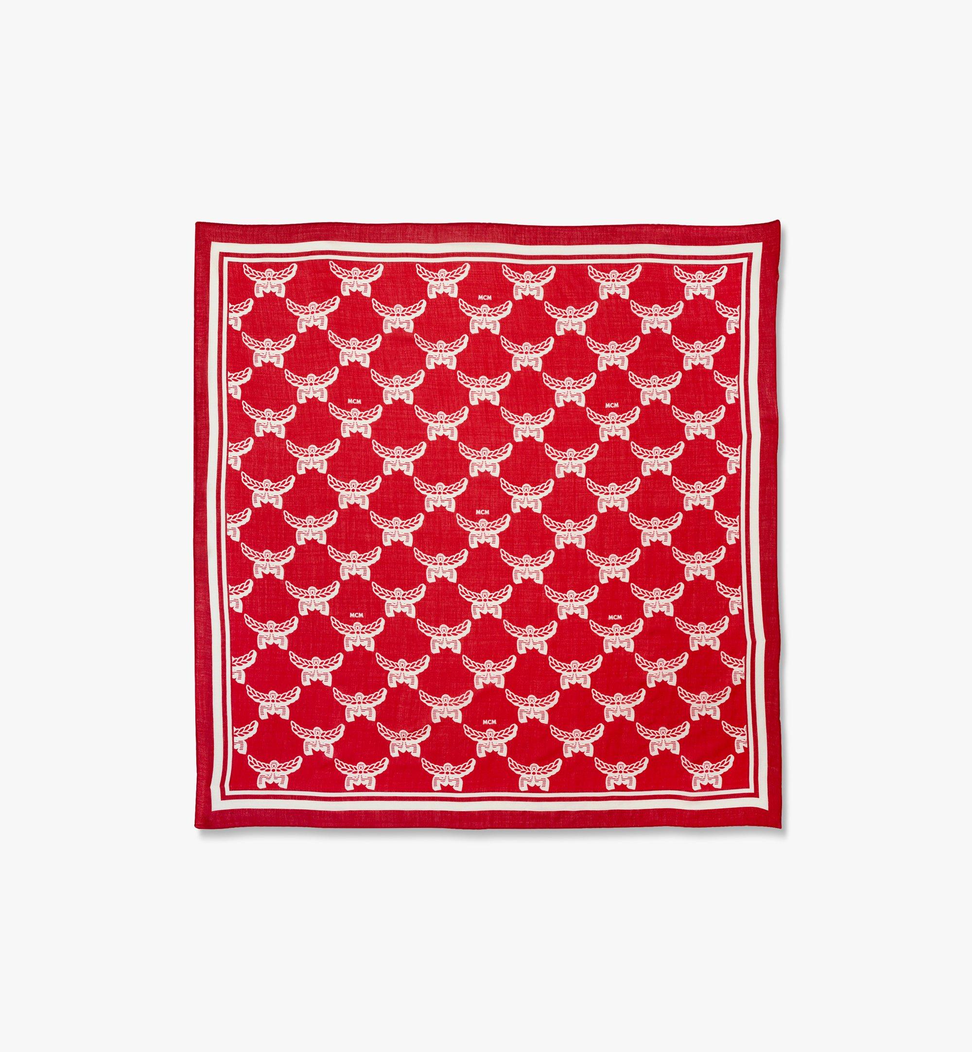 Mcm Lauretos Monogram Wool Shawl In Red