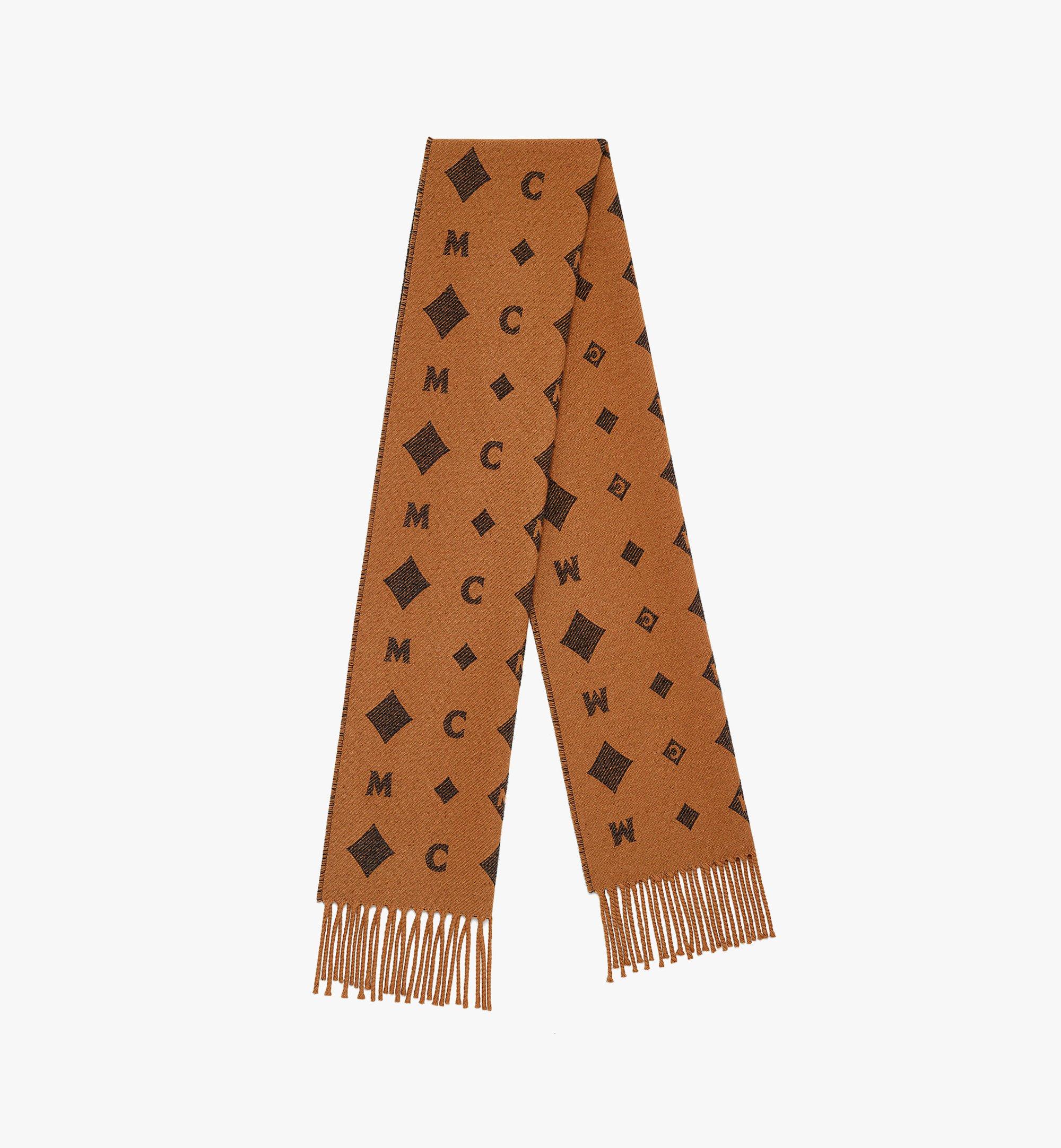 Mcm Bicolor Monogram Jacquard Stole In Cognac