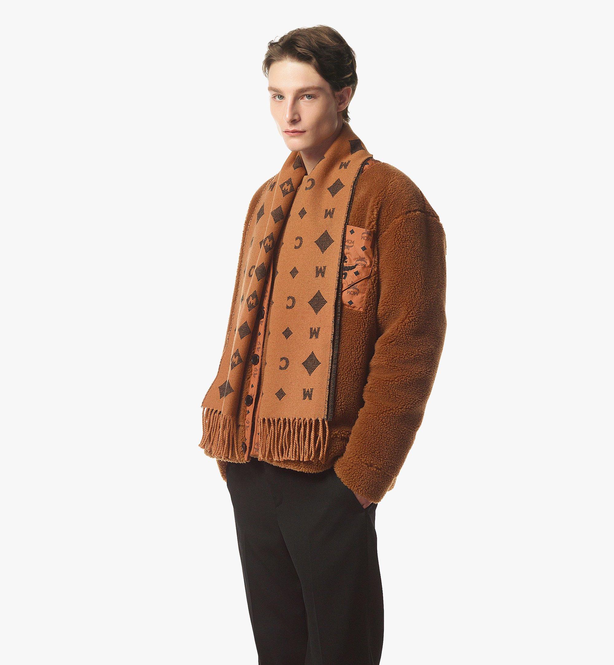 [MCM]★2color monogram jacquard wool stall One Size Bicolor Monogram Jacquard Stole Cognac | MCM ®US