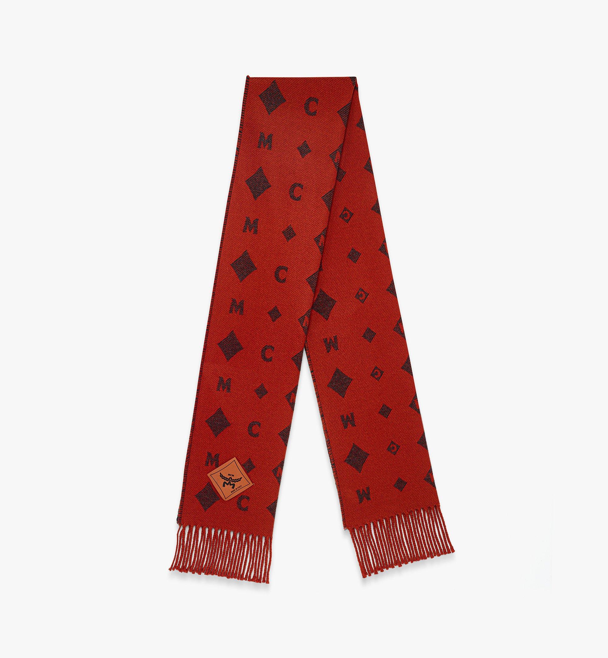Mcm Bicolor Monogram Jacquard Stole In Orange Dust