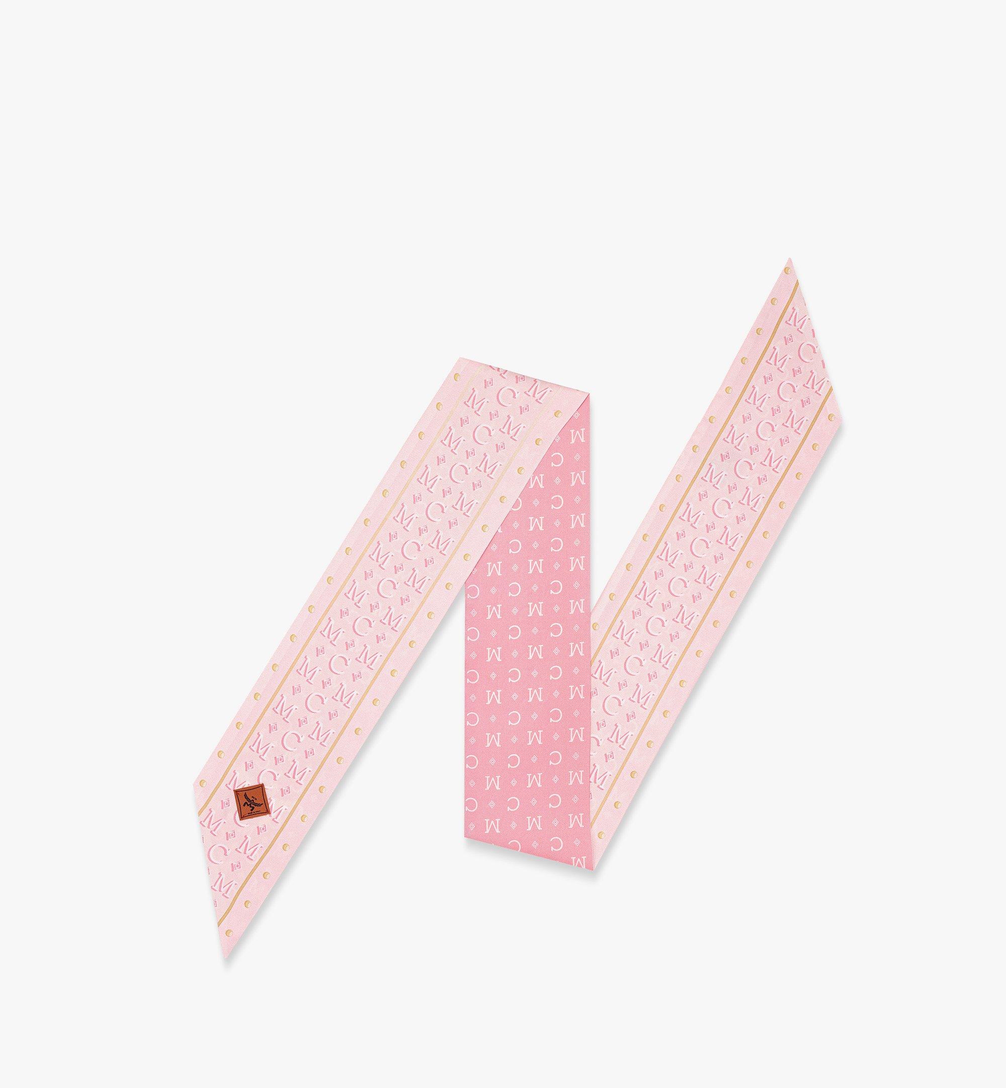 MCM Monogram Petite Scarf in Organic Silk Pink MEFESMM03P7001 Alternate View 1