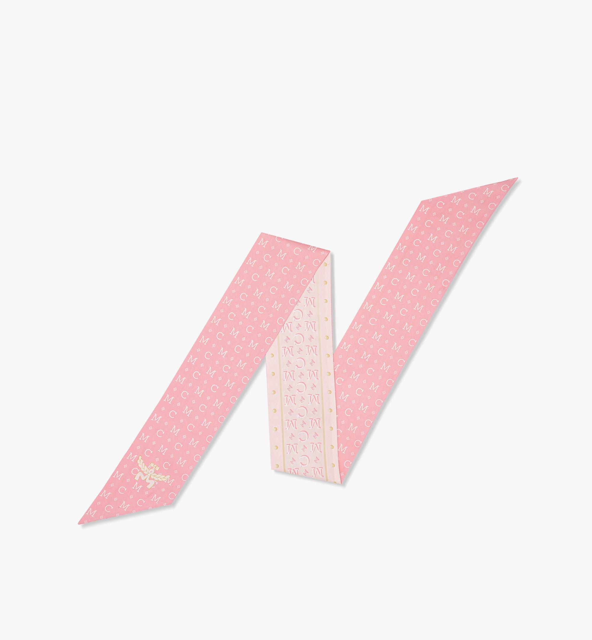 MCM Monogram Petite Scarf in Organic Silk Pink MEFESMM03P7001 Alternate View 1