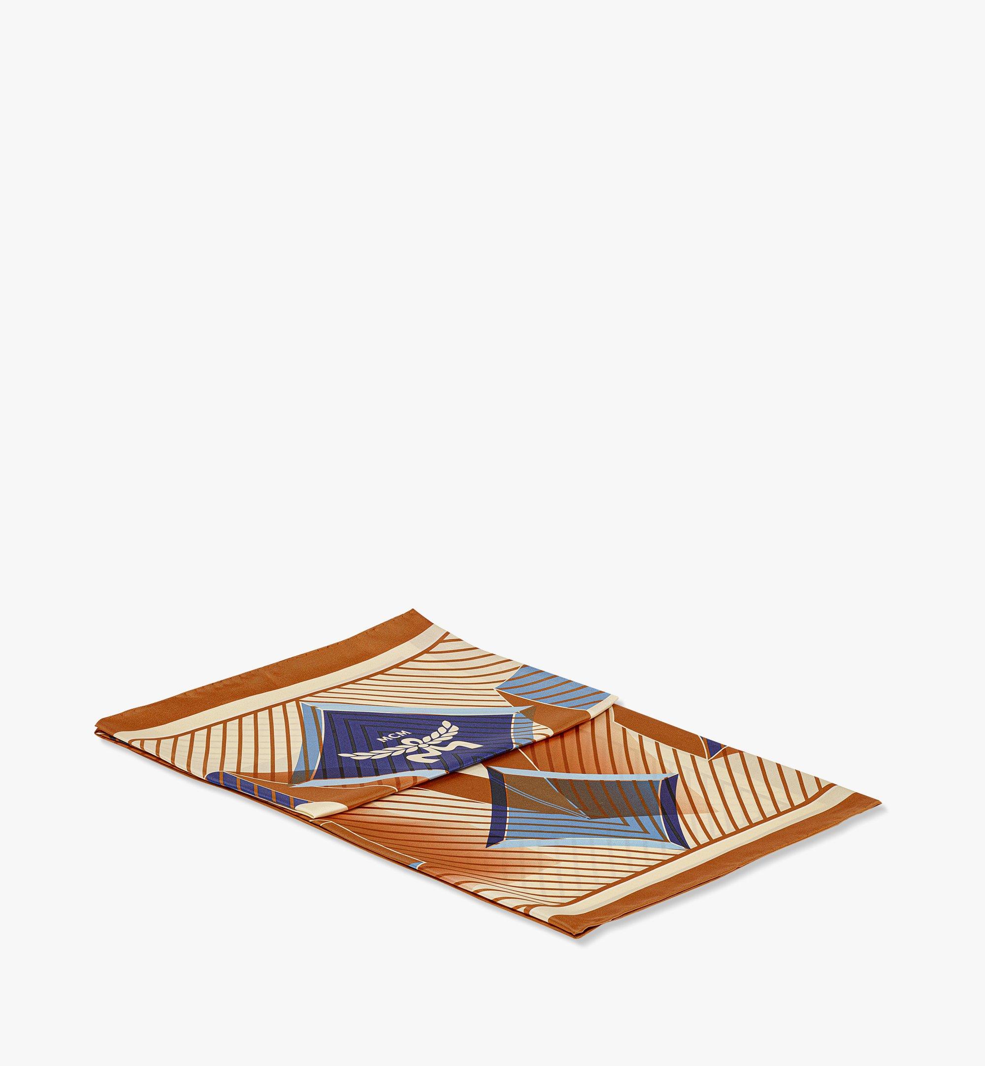 MCM Abstract Logo Scarf in Organic Silk Blue MEFESMM08H0001 Alternate View 1
