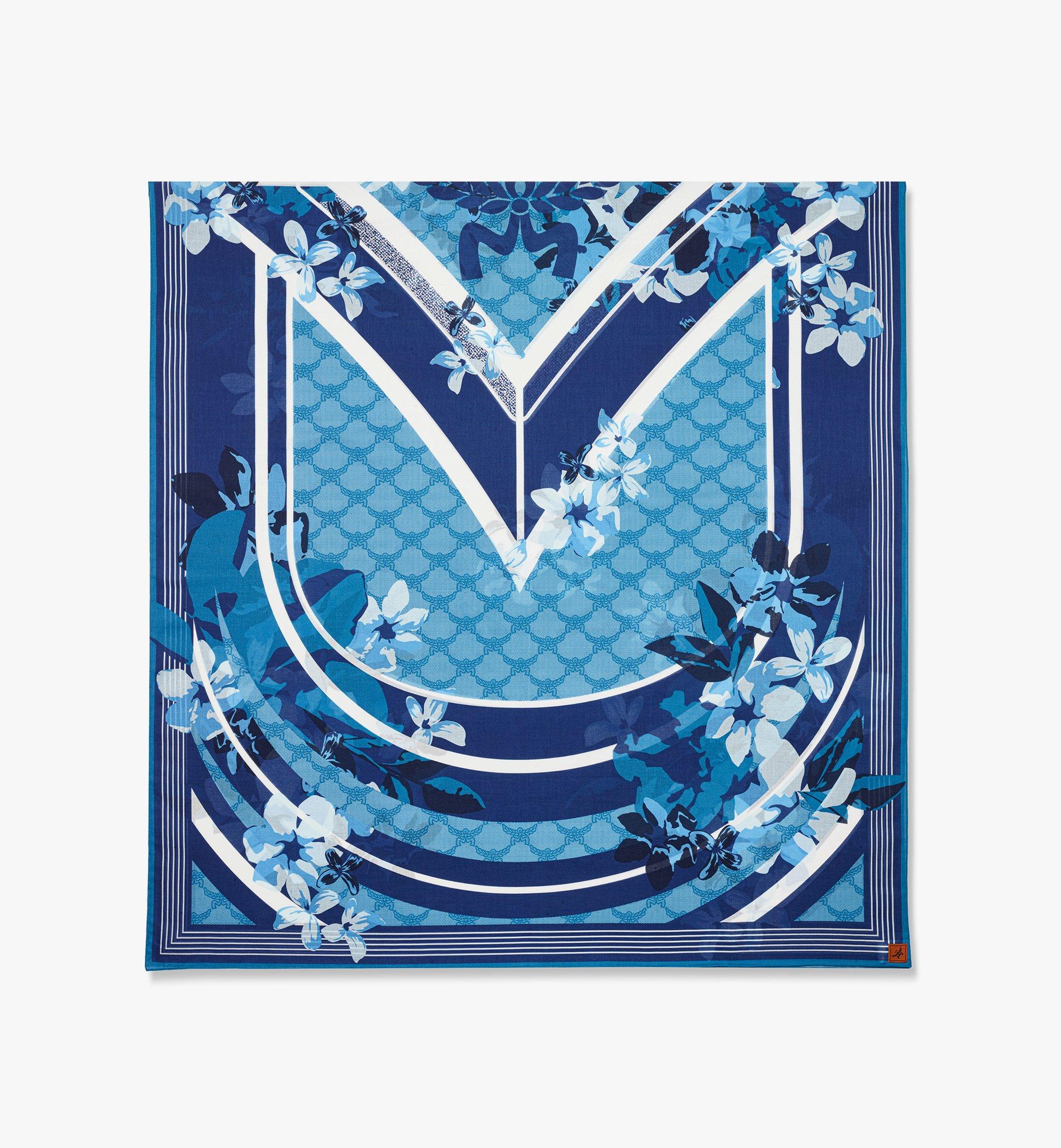 Shop Mcm Floral Monogram Pareo In New Munich Blue