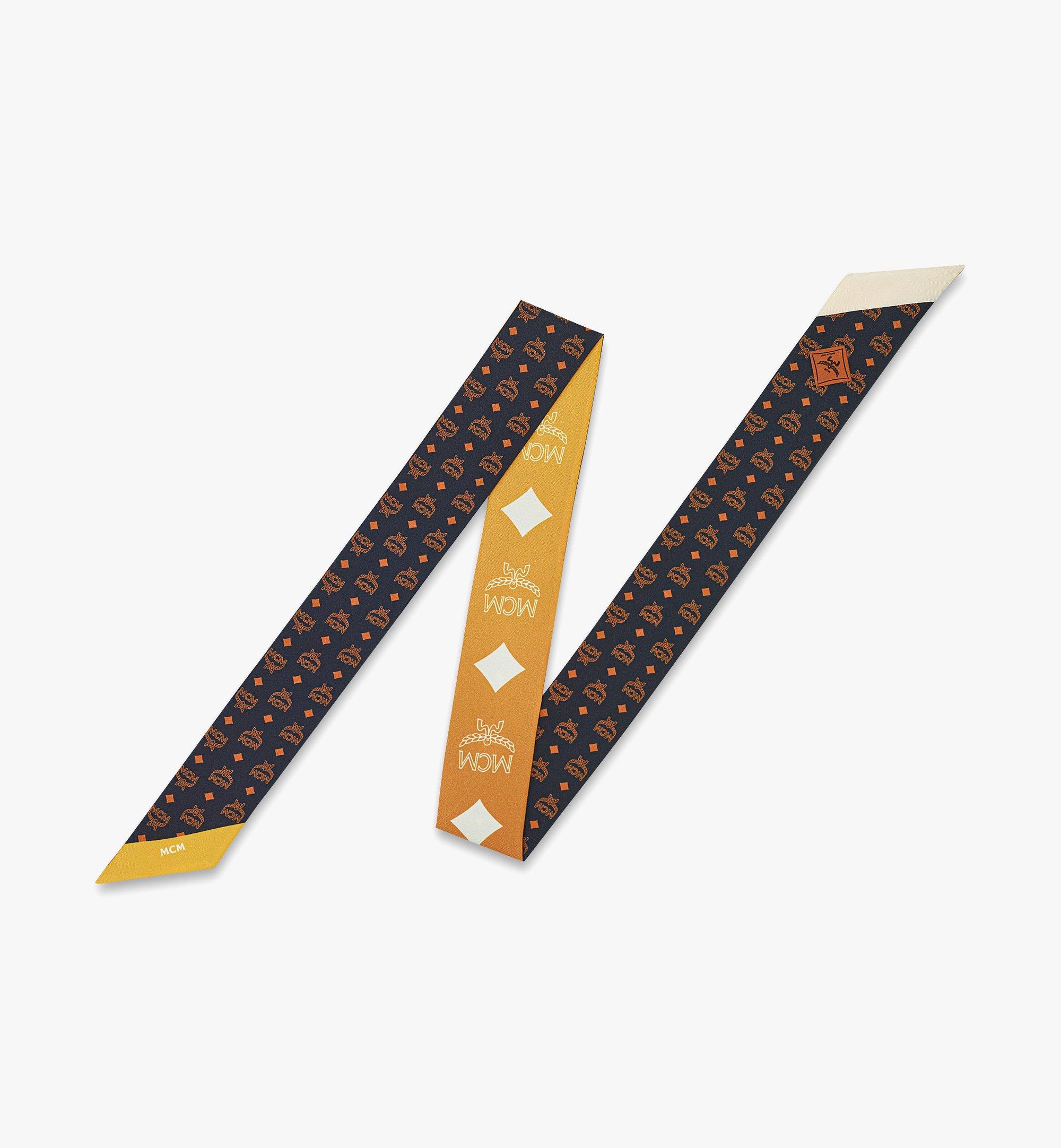 MCM Reversible Monogram Print Petite Scarf in Organic Silk Gold MEFFAMM01Y0001 更多視圖 1