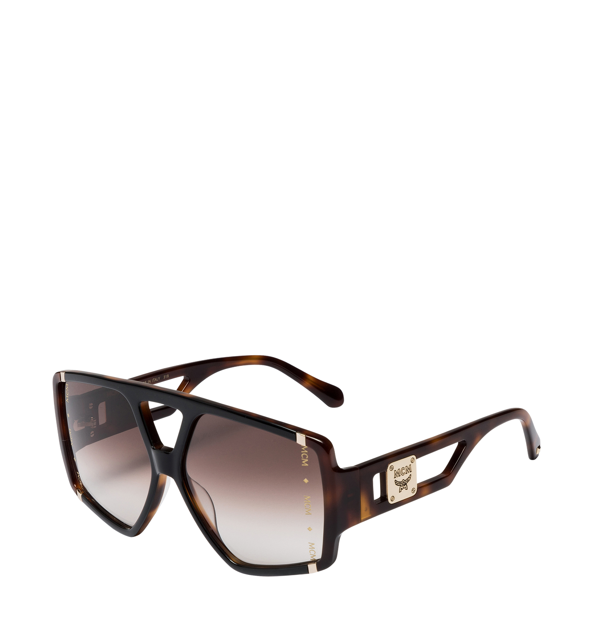 MCM Square Logo Plaque Sunglasses Brown MEG8A2I01NH001 Alternate View 1