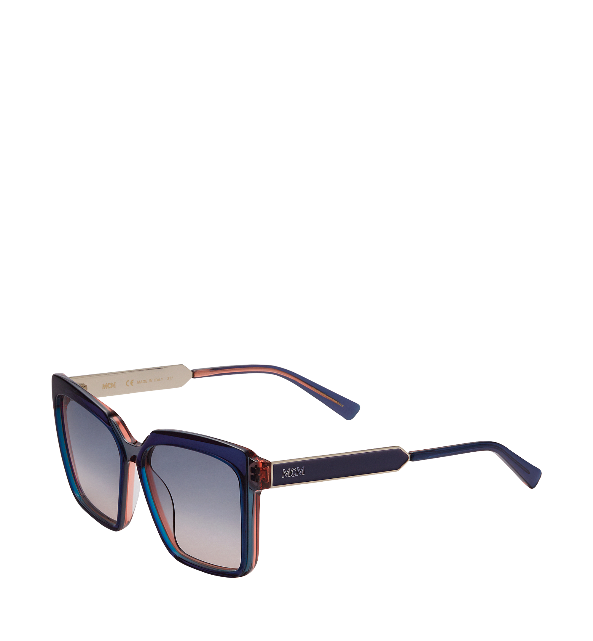 MCM Square Oversized Sunglasses Blue MEG8S2I06LS001 Alternate View 1
