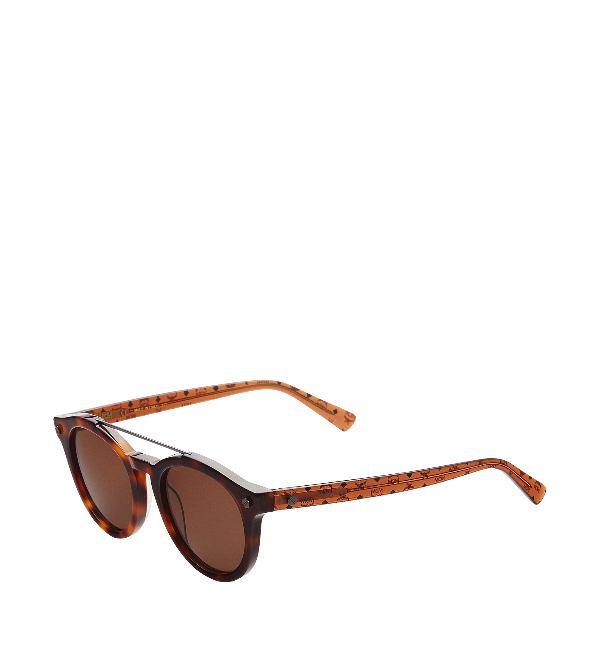 MCM Round Aviator Sunglasses Brown MEG8S2I09NJ001 Alternate View 1