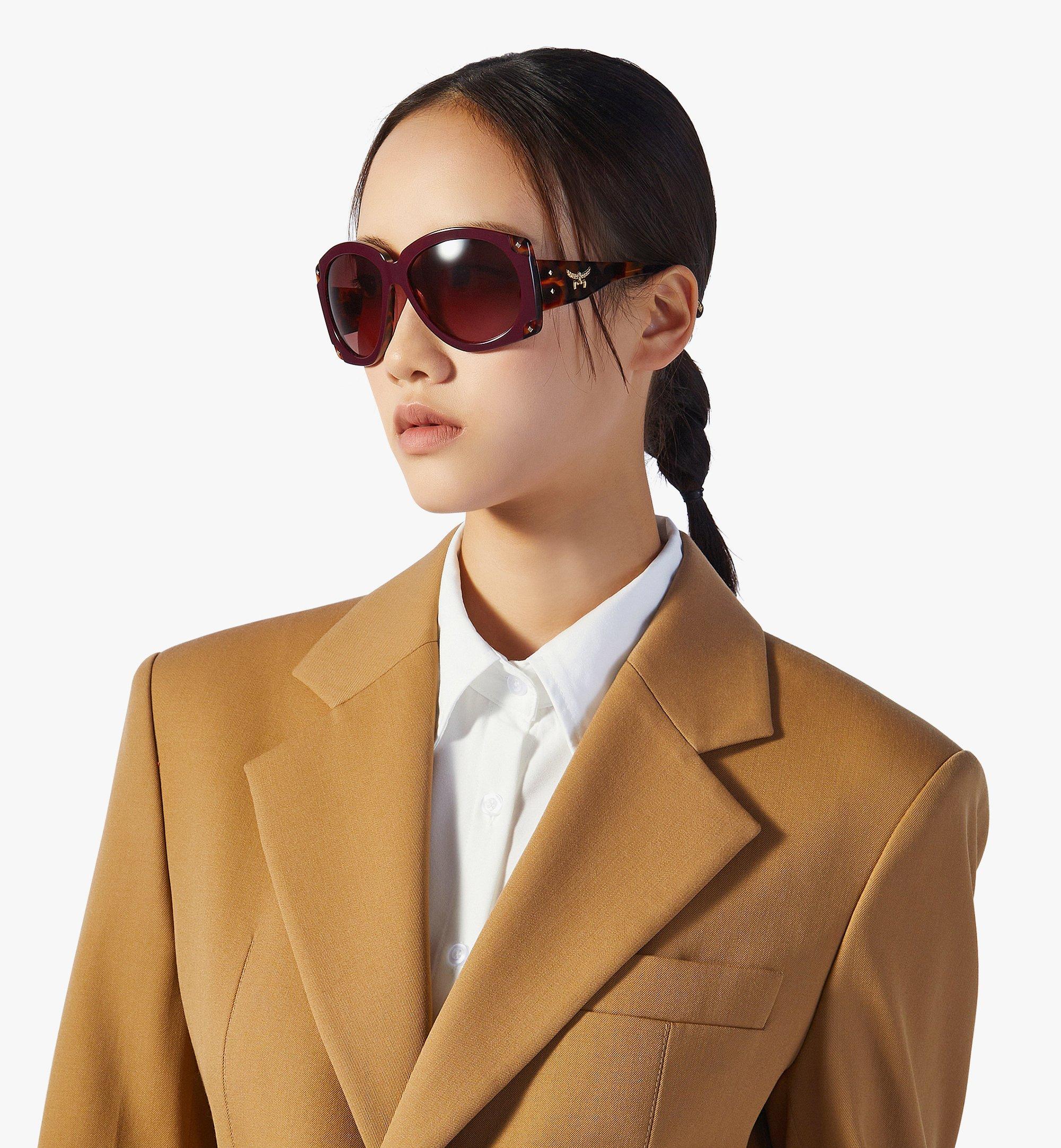 MCM Oversized Round Sunglasses Red MEGEAMM11XI001 Alternate View 2