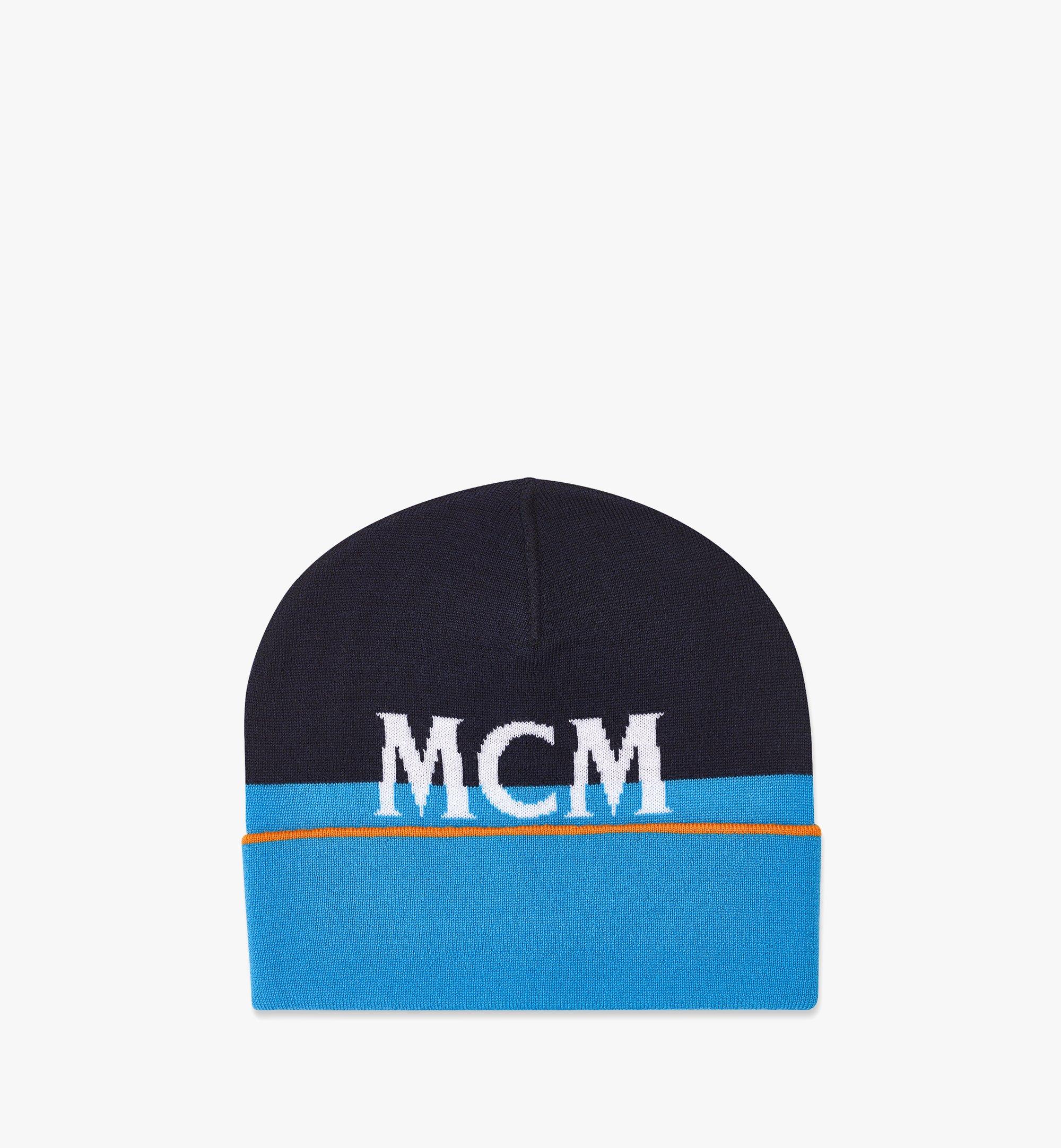 MCM MCMFormative Logo Wool Beanie Blue MEHCAMM06LU001 Alternate View 1