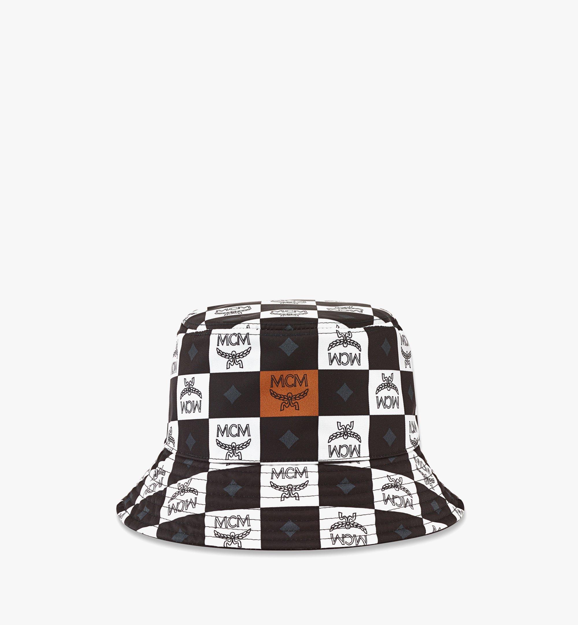 MCM Reversible Bucket Hat in Checkerboard Nylon Black MEHCAMM09BW001 Alternate View 1