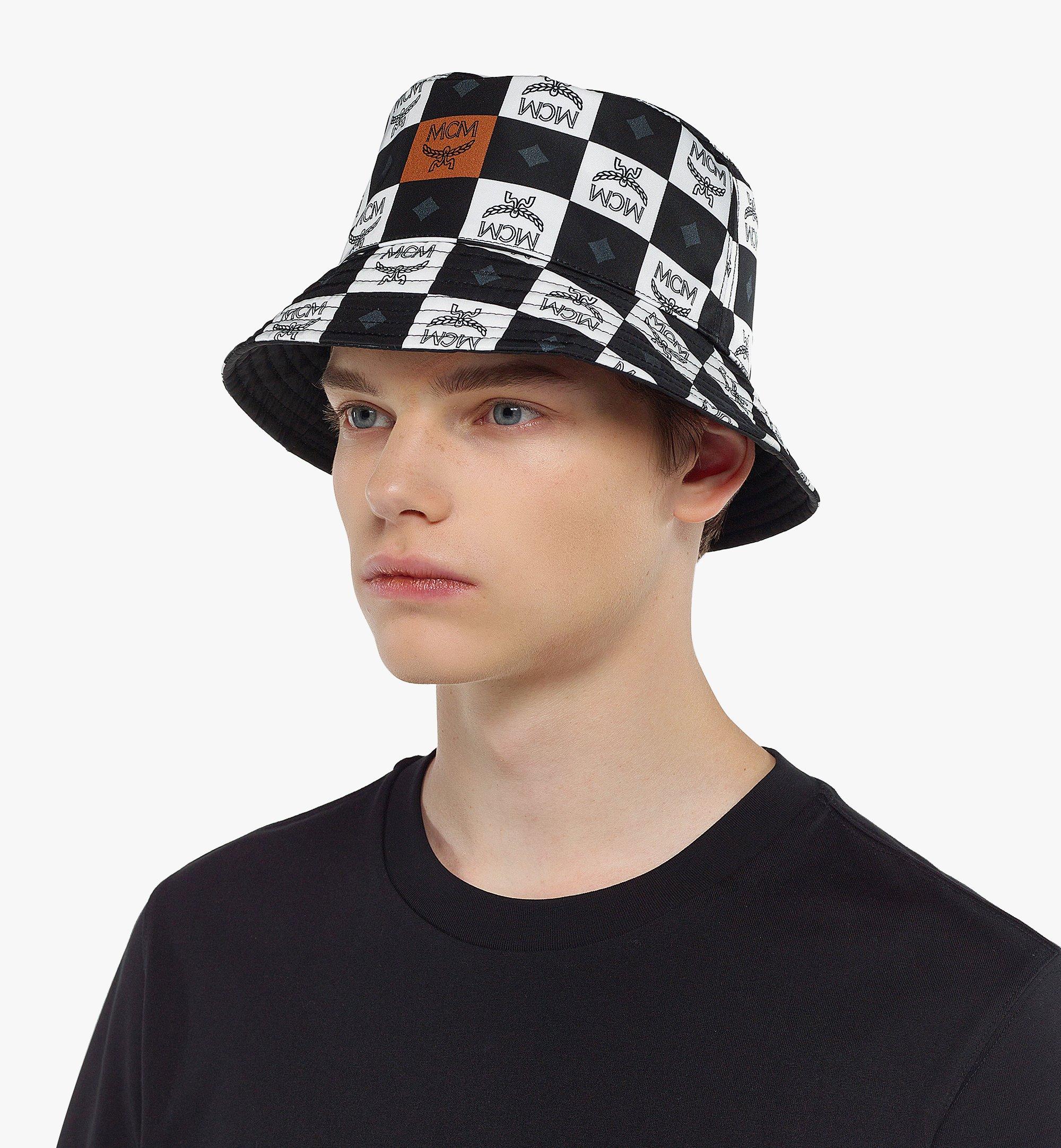 MCM Reversible Bucket Hat in Checkerboard Nylon Black MEHCAMM09BW001 Alternate View 4