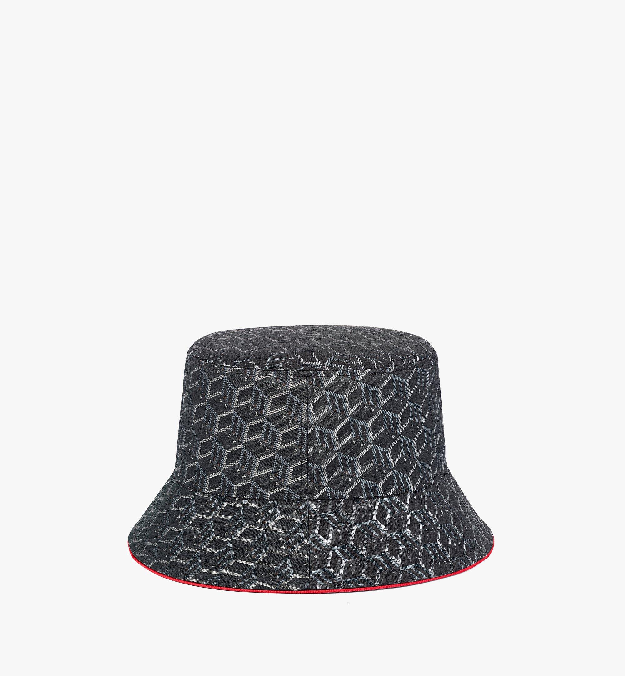 Medium 58cm 22.8 Bucket Hat in Cubic Monogram Jacquard Grey MCM US