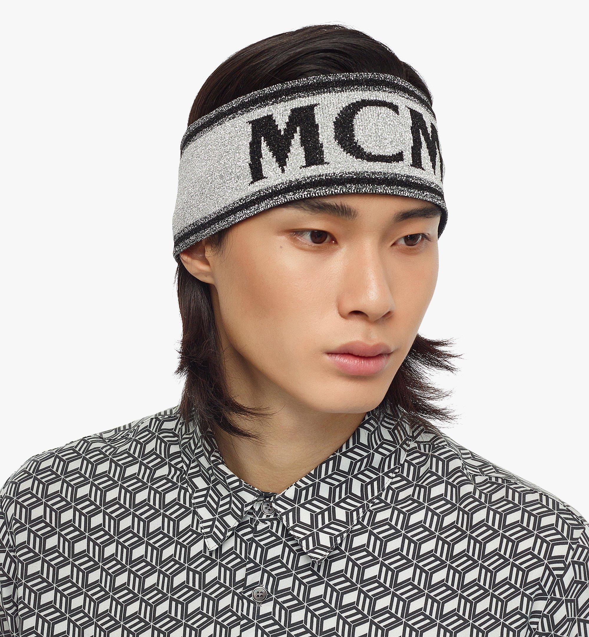 MCM Après-Ski Intarsia Knit Logo Headband Grey MEHCSSX03EL001 Alternate View 3