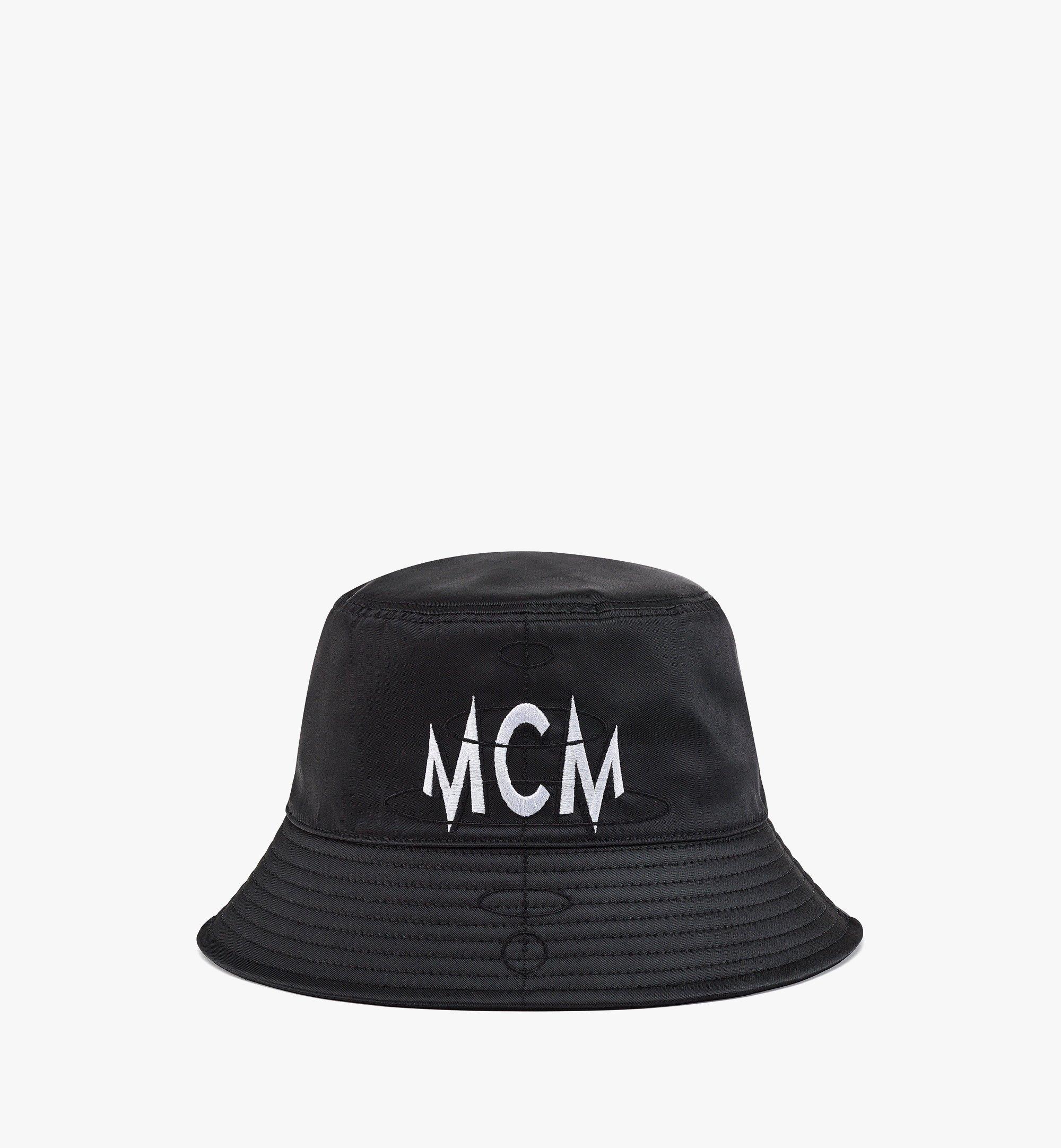 One Size Logo Embroidery Bucket Hat in Nylon Twill Black | MCM ®US